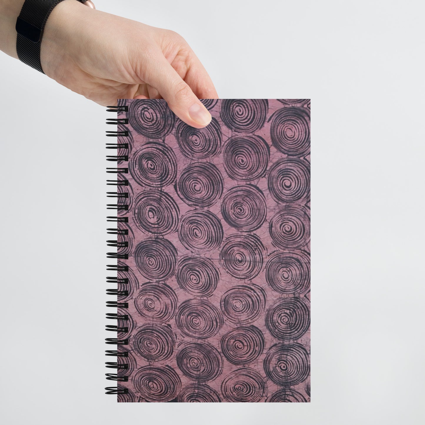 Pink & Black Swirl Adire Spiral Notebook