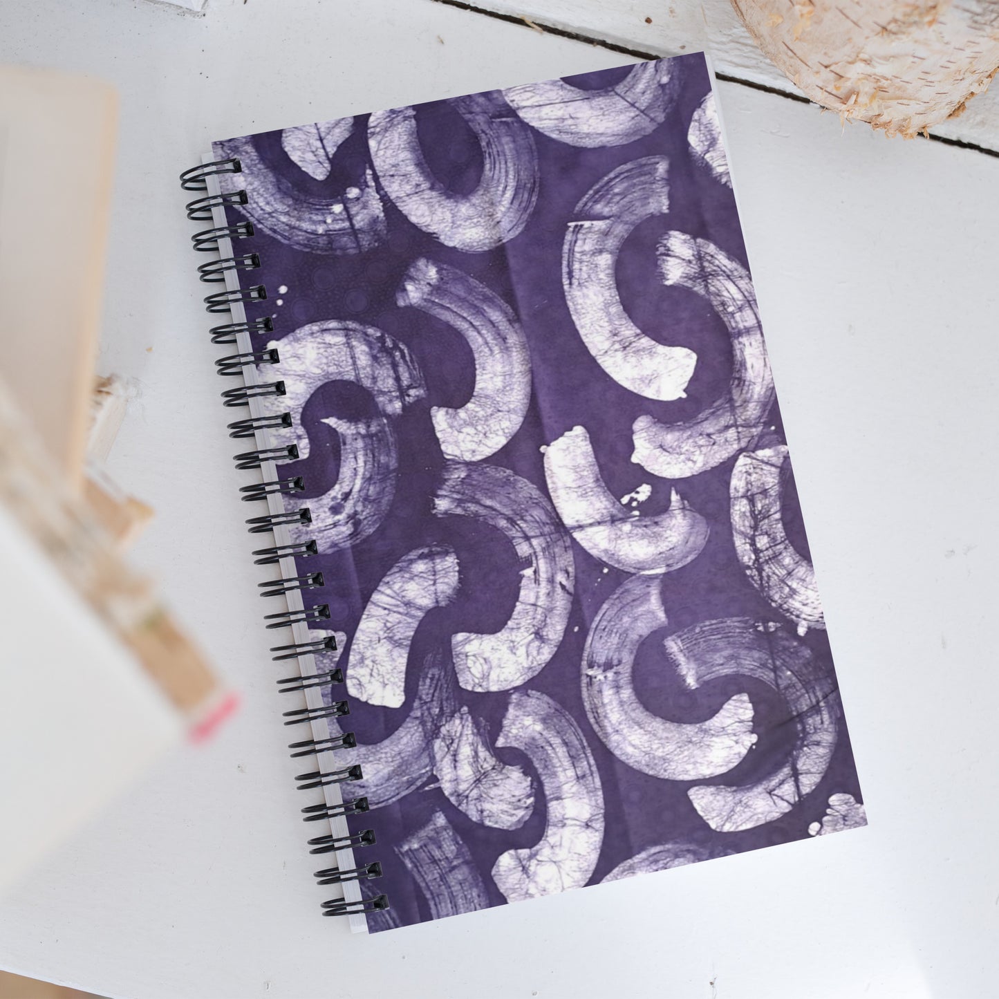 Purple & White Adire Spiral Notebook