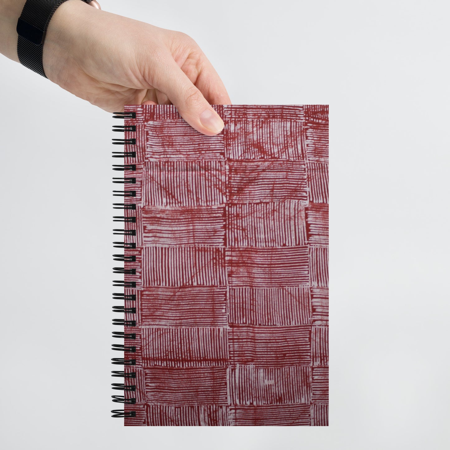 Red & White Stripe Adire Spiral notebook