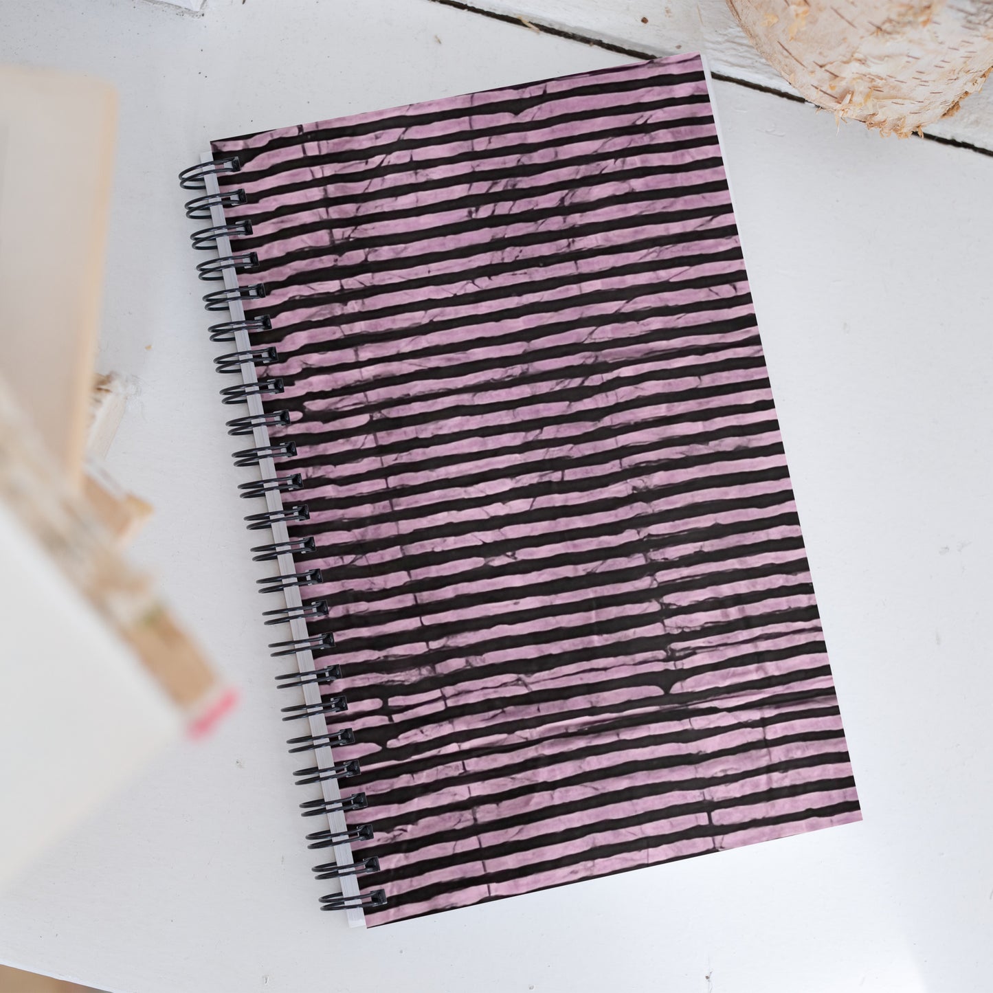 Pink Stripe Adire Spiral Notebook