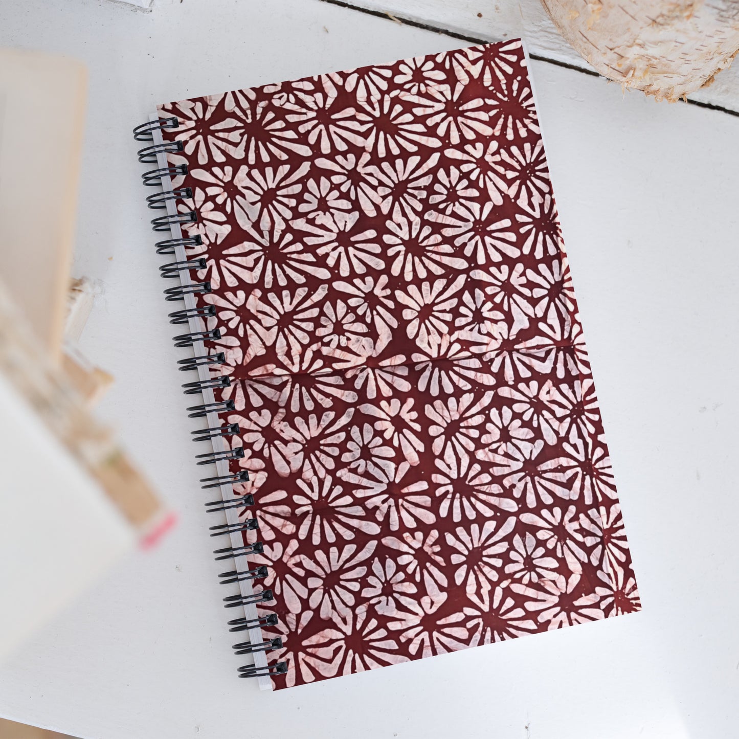 Red Abstract Adire Spiral Notebook