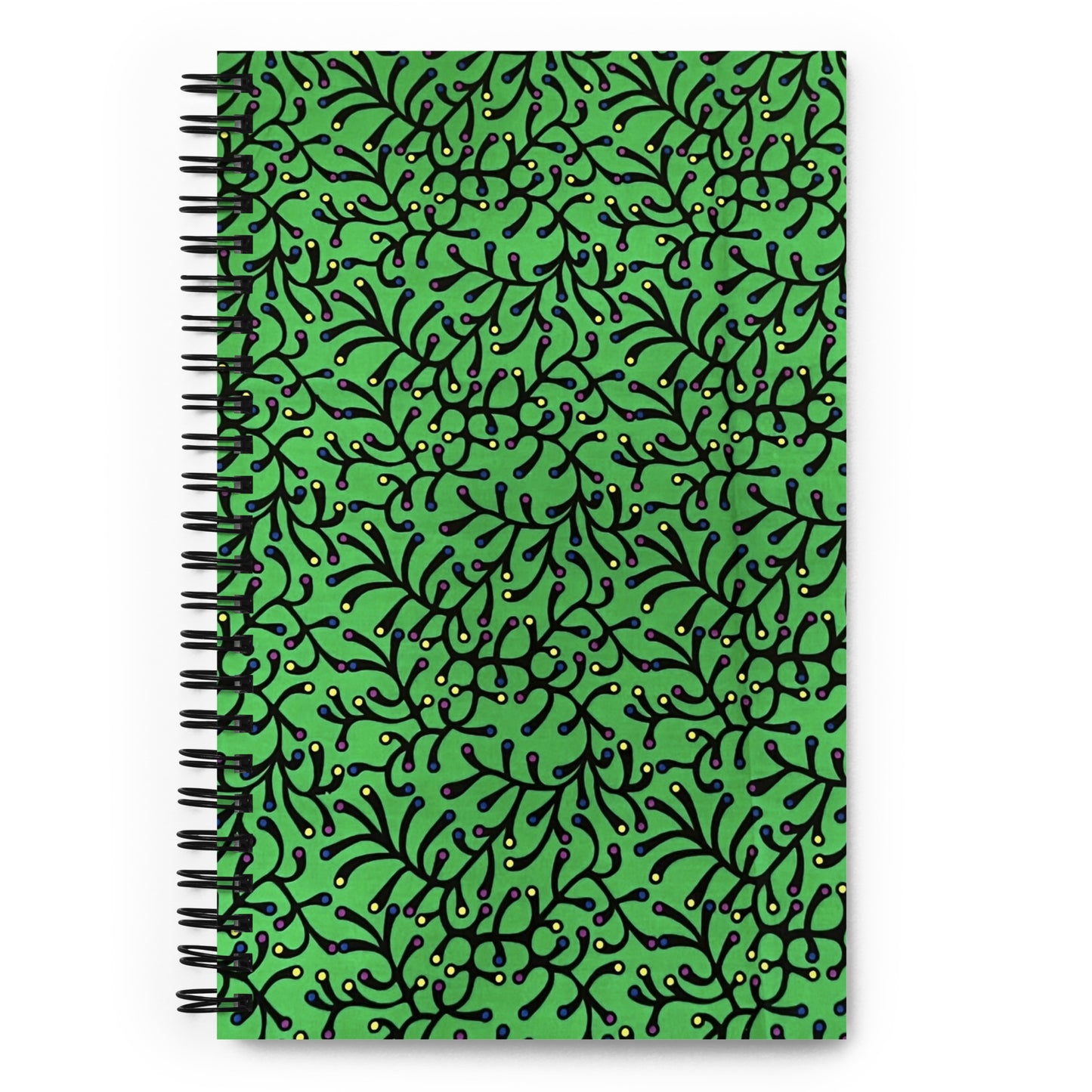 Green With Yellow Polka Dots Ankara Spiral Notebook