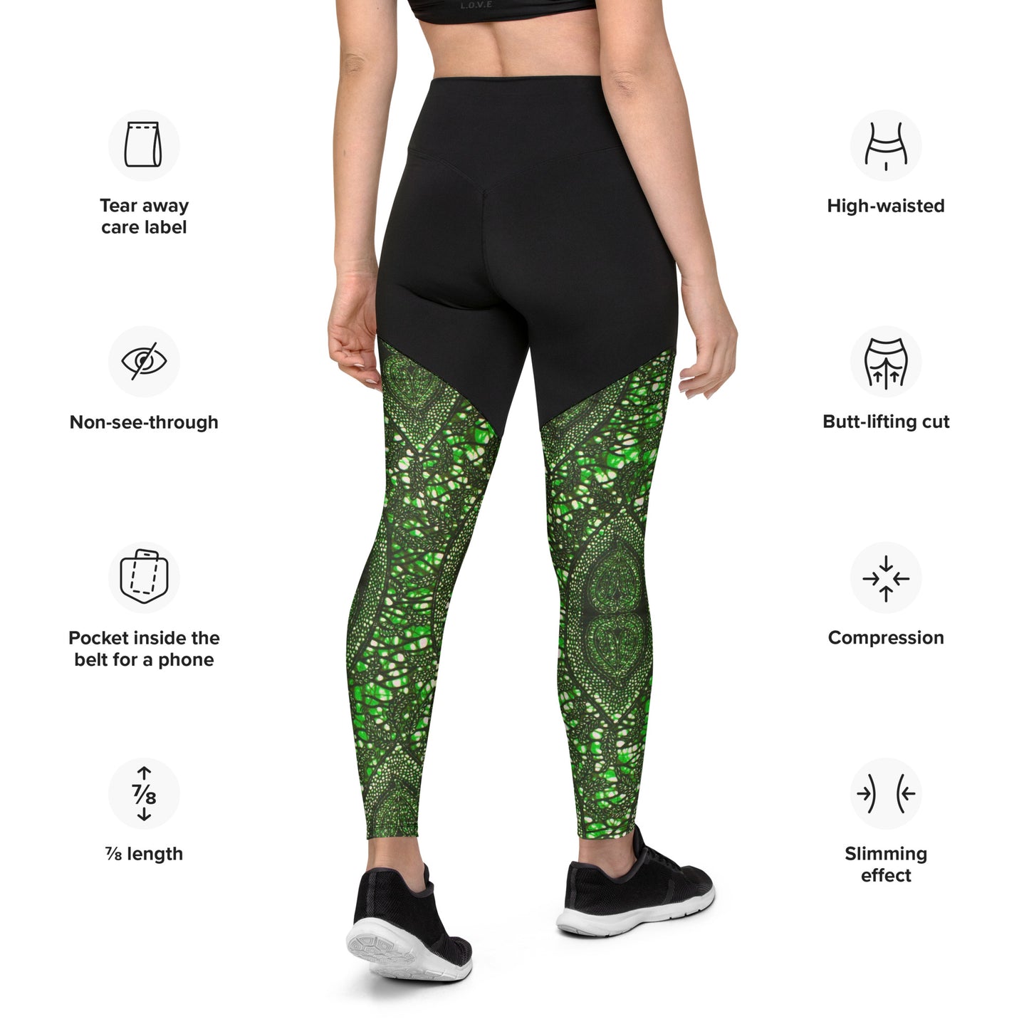 Green Peas Ankara Sports Leggings