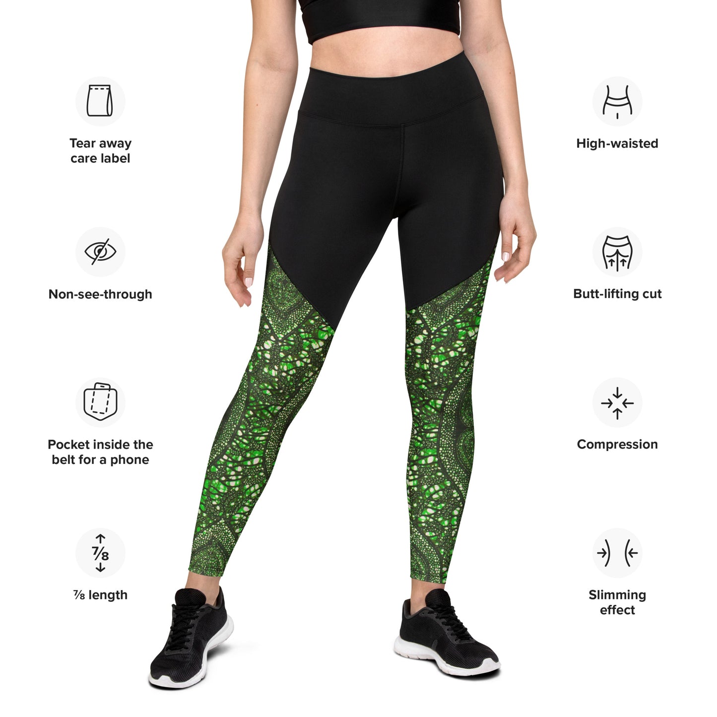 Green Peas Ankara Sports Leggings