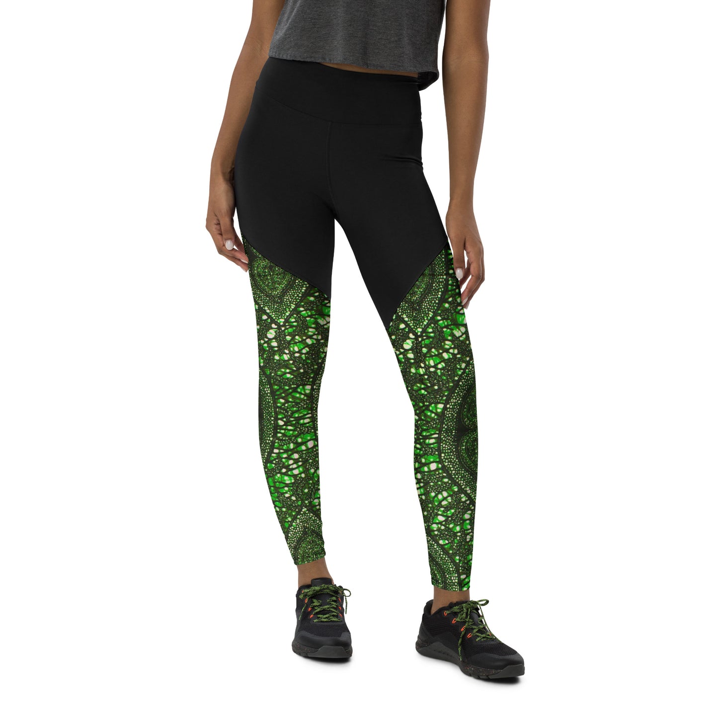 Green Peas Ankara Sports Leggings