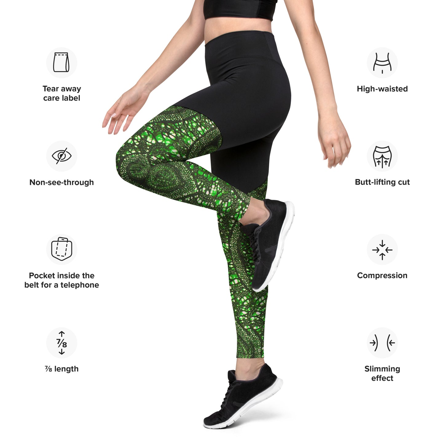 Green Peas Ankara Sports Leggings