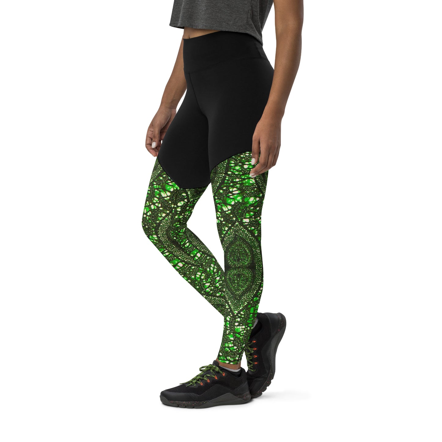 Green Peas Ankara Sports Leggings