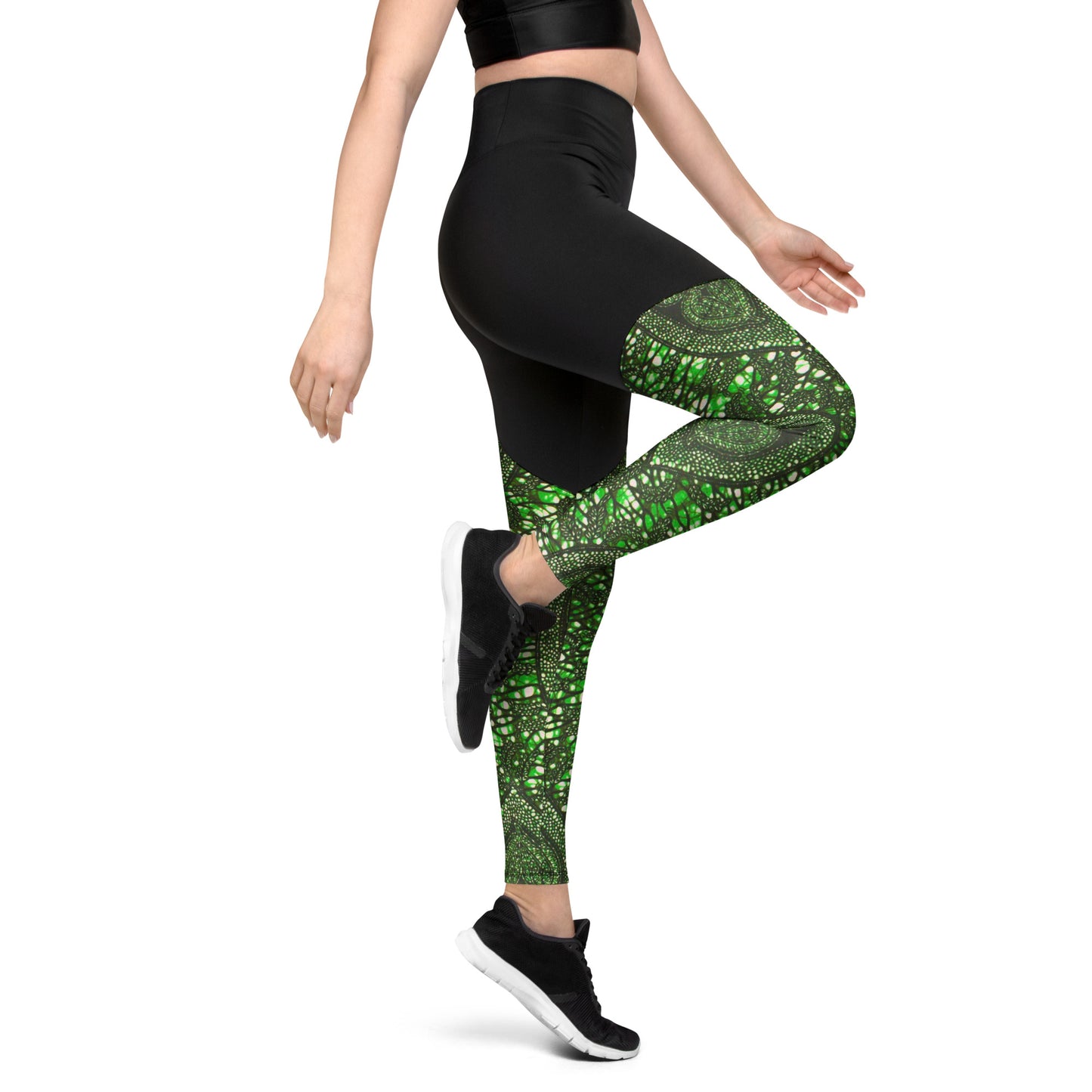 Green Peas Ankara Sports Leggings