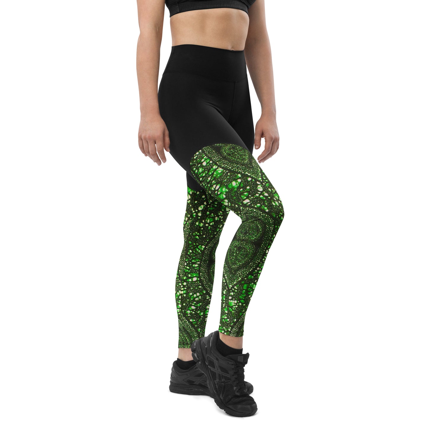 Green Peas Ankara Sports Leggings