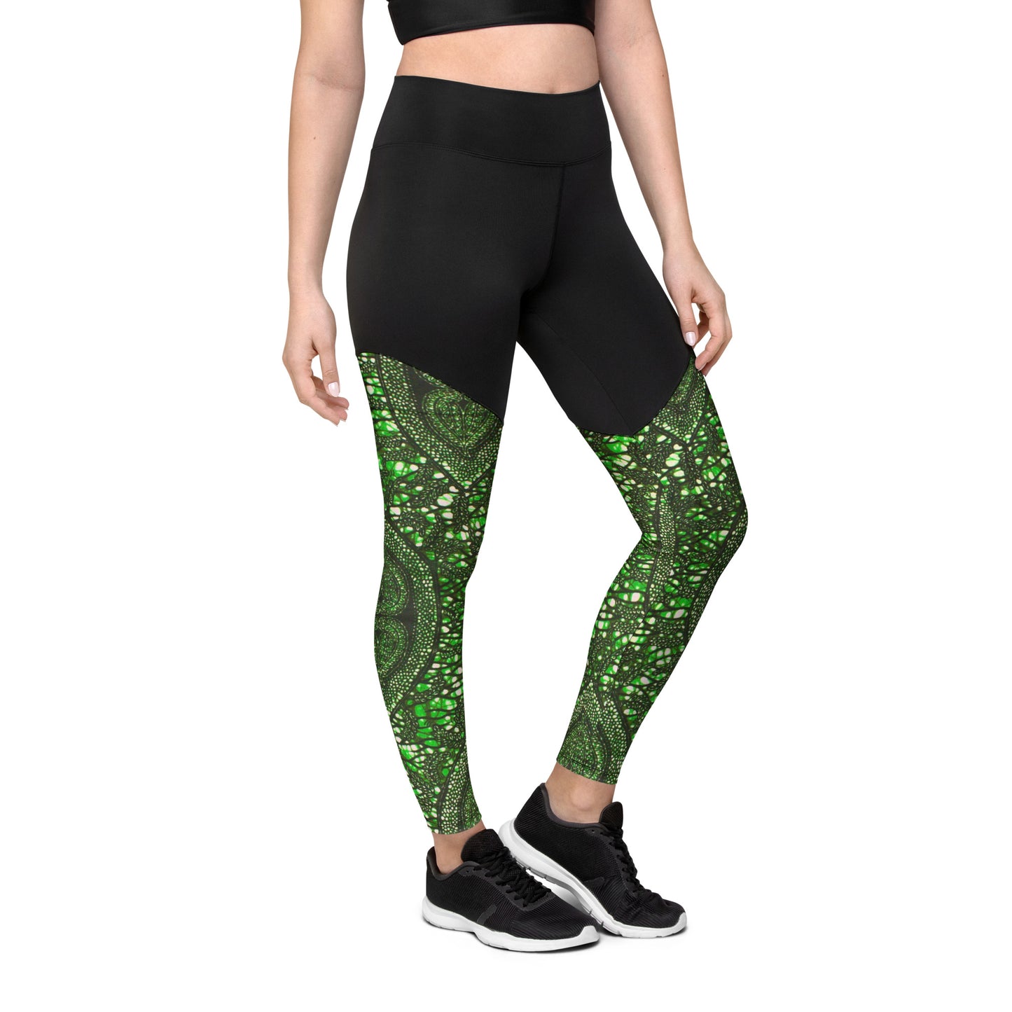 Green Peas Ankara Sports Leggings