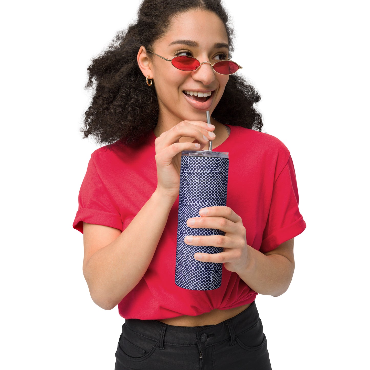 Purple Polka Dot Print Tumbler