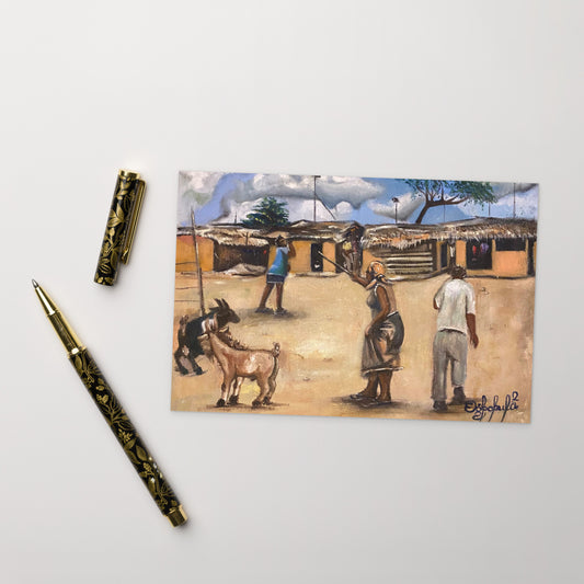 Native Parenting In An African Village Setting Postcard