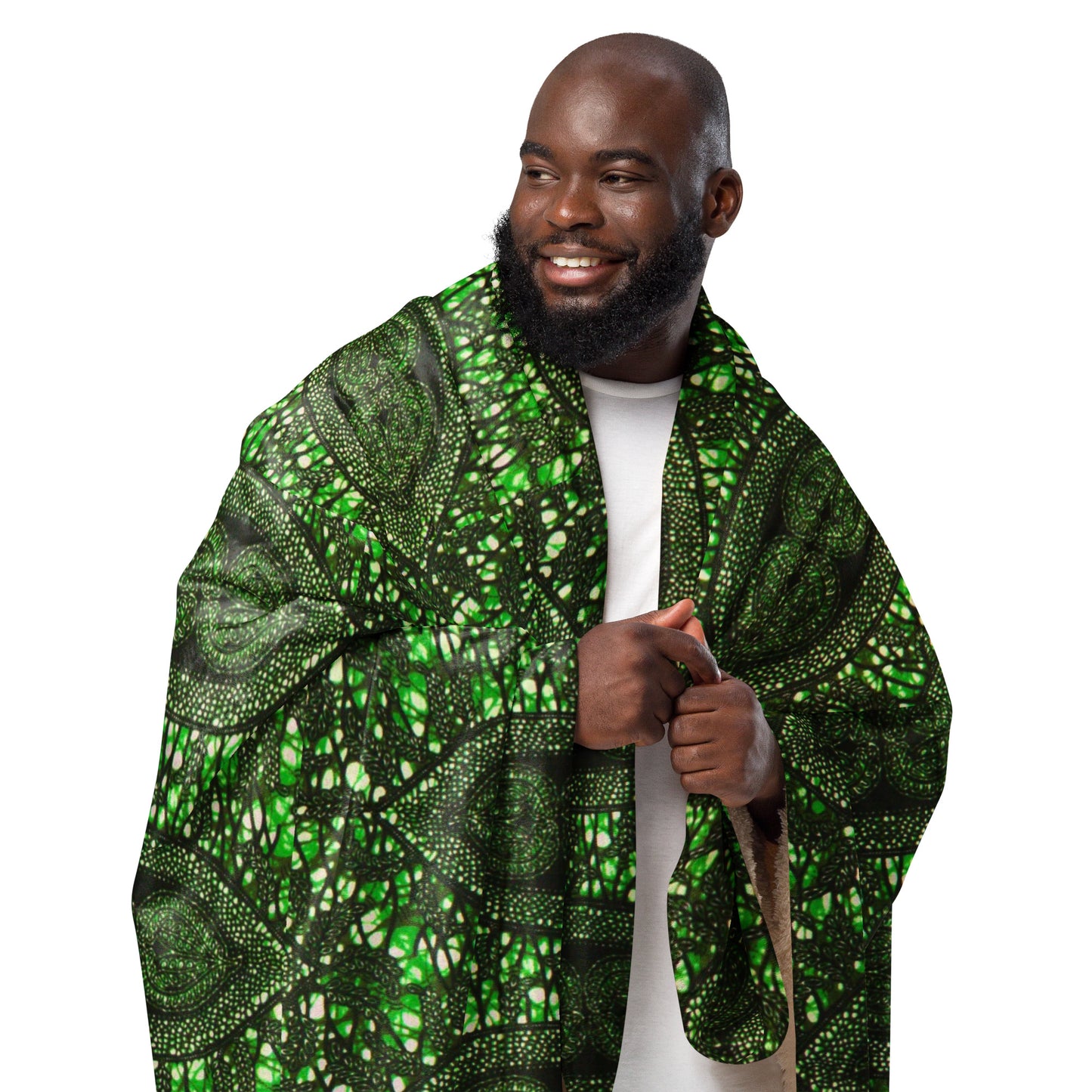 Green Peas Ankara Sherpa blanket