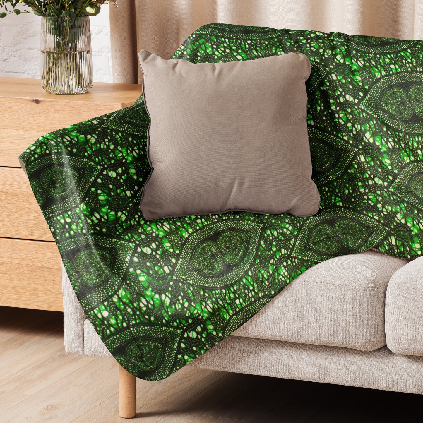 Green Peas Ankara Sherpa blanket