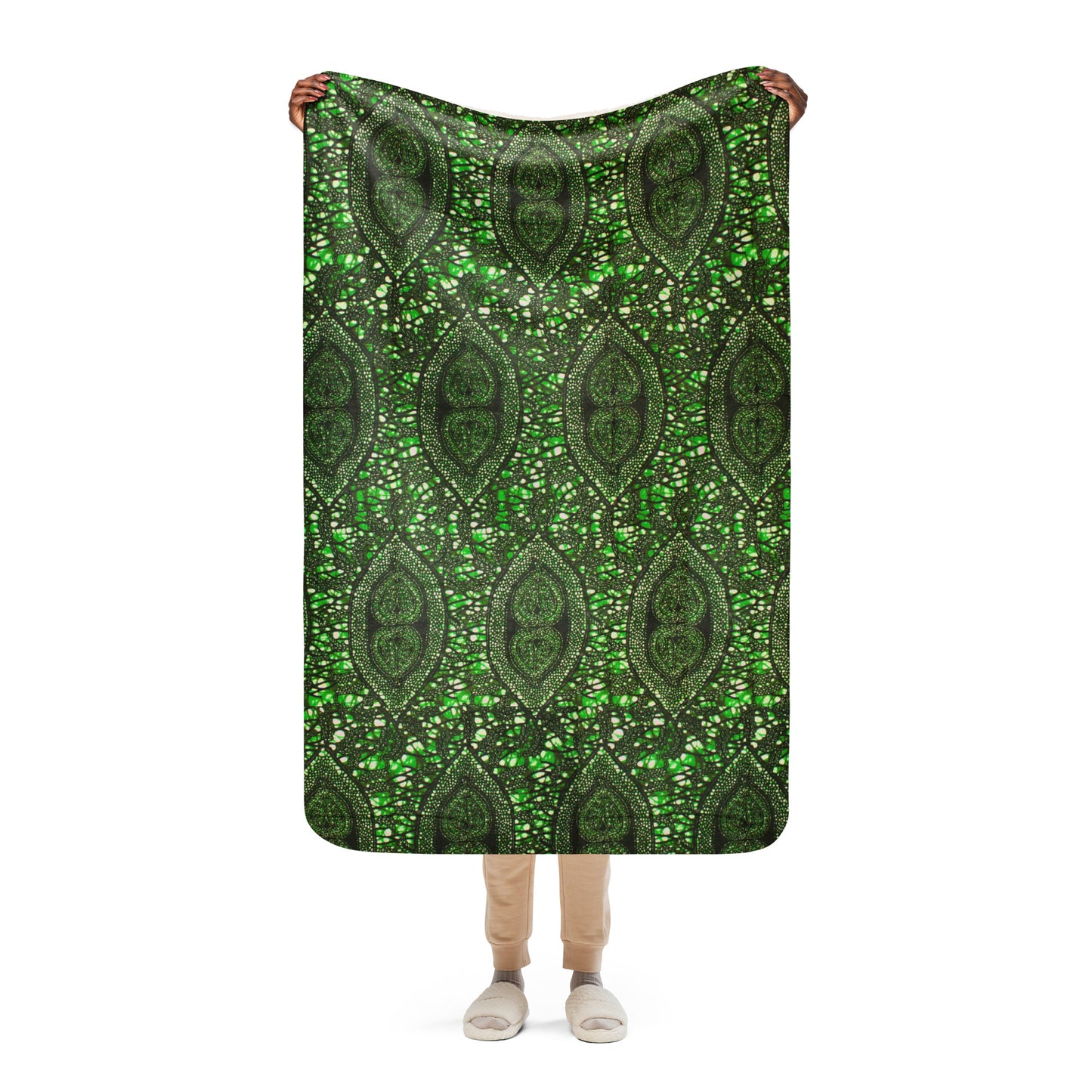 Green Peas Ankara Sherpa blanket