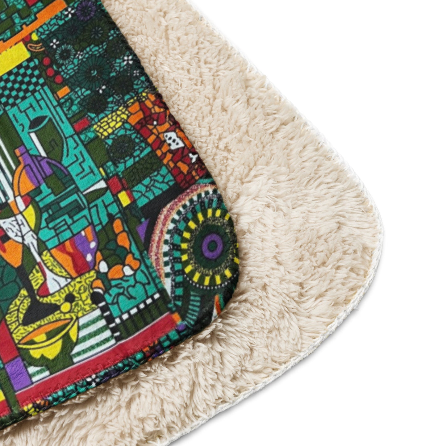 Colourful Green Plants Floral Vase Glass Print Ankara Sherpa blanket