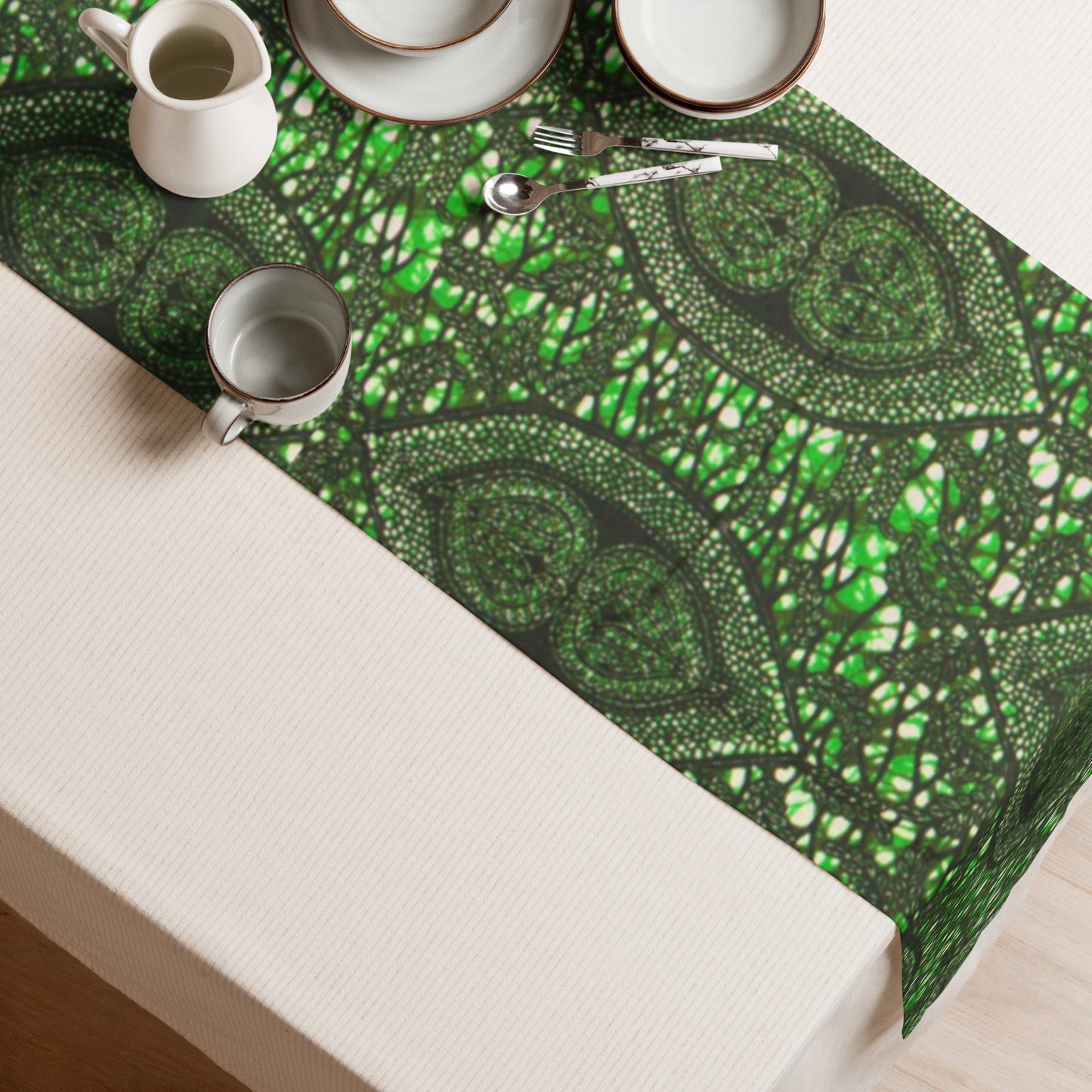 Green Peas Ankara Table Runner