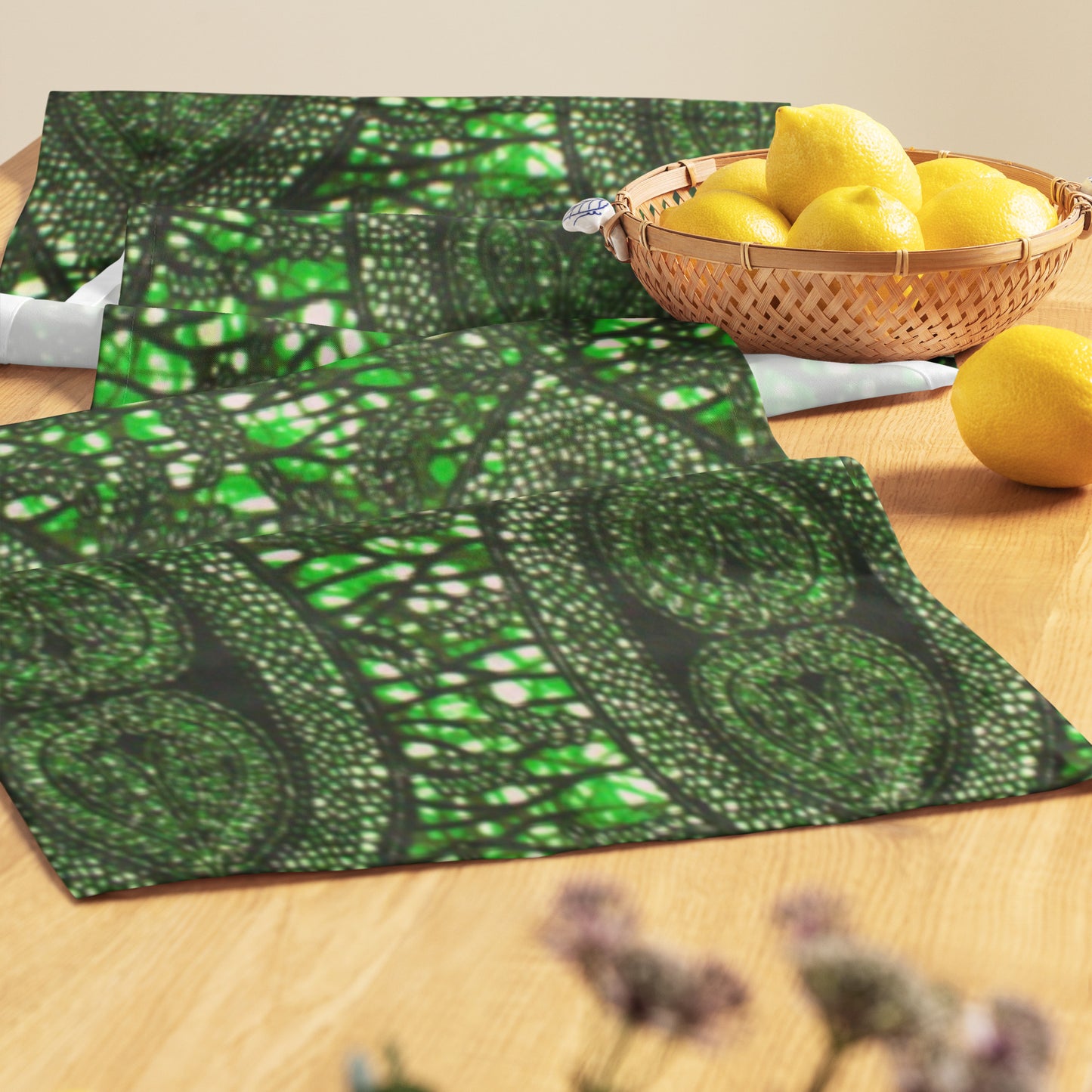 Green Peas Ankara Table Runner