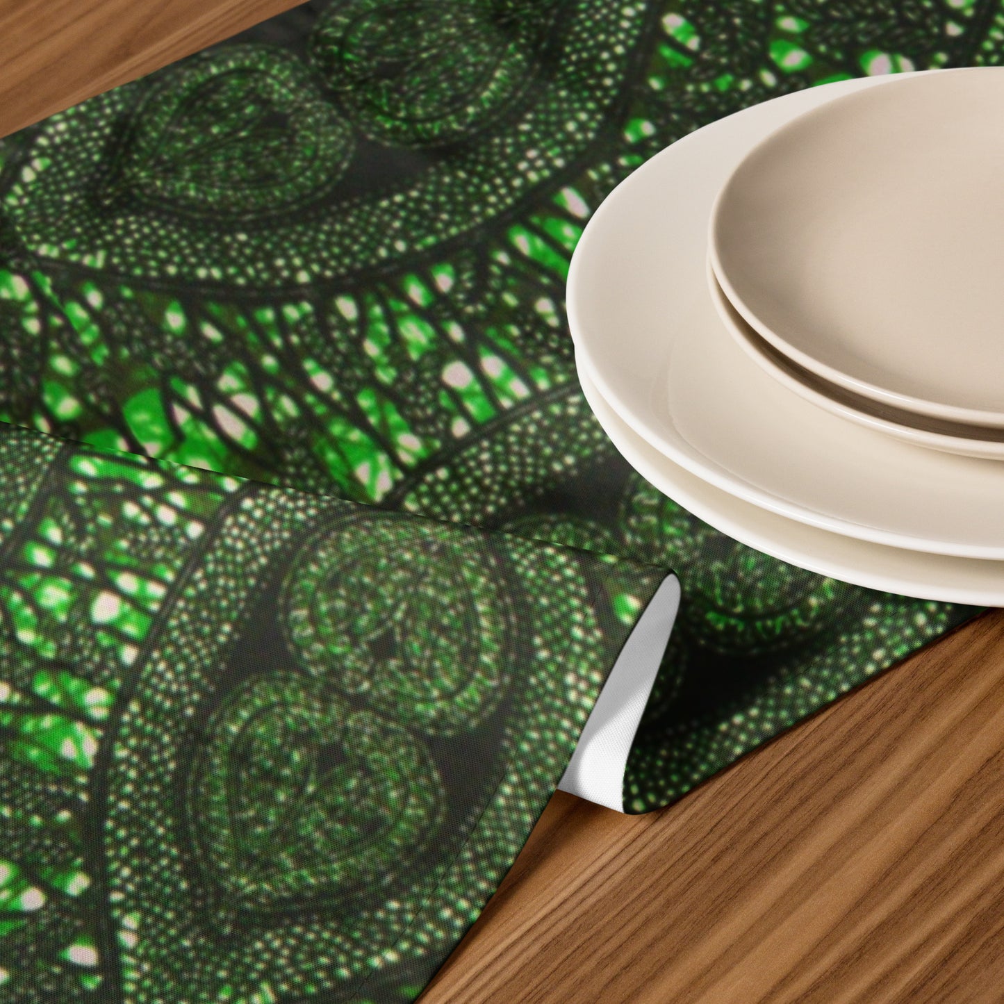 Green Peas Ankara Table Runner