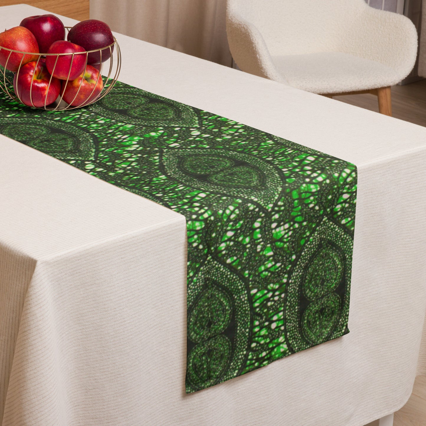 Green Peas Ankara Table Runner