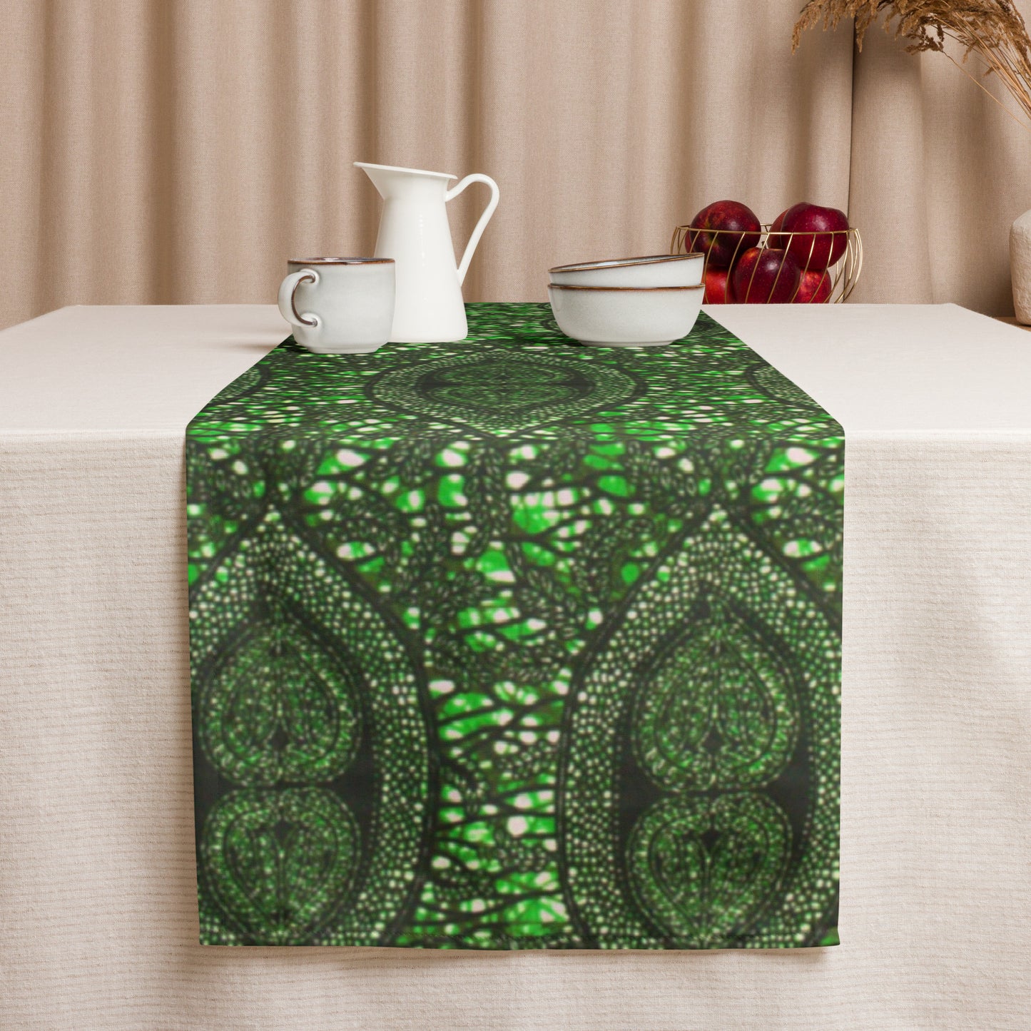 Green Peas Ankara Table Runner