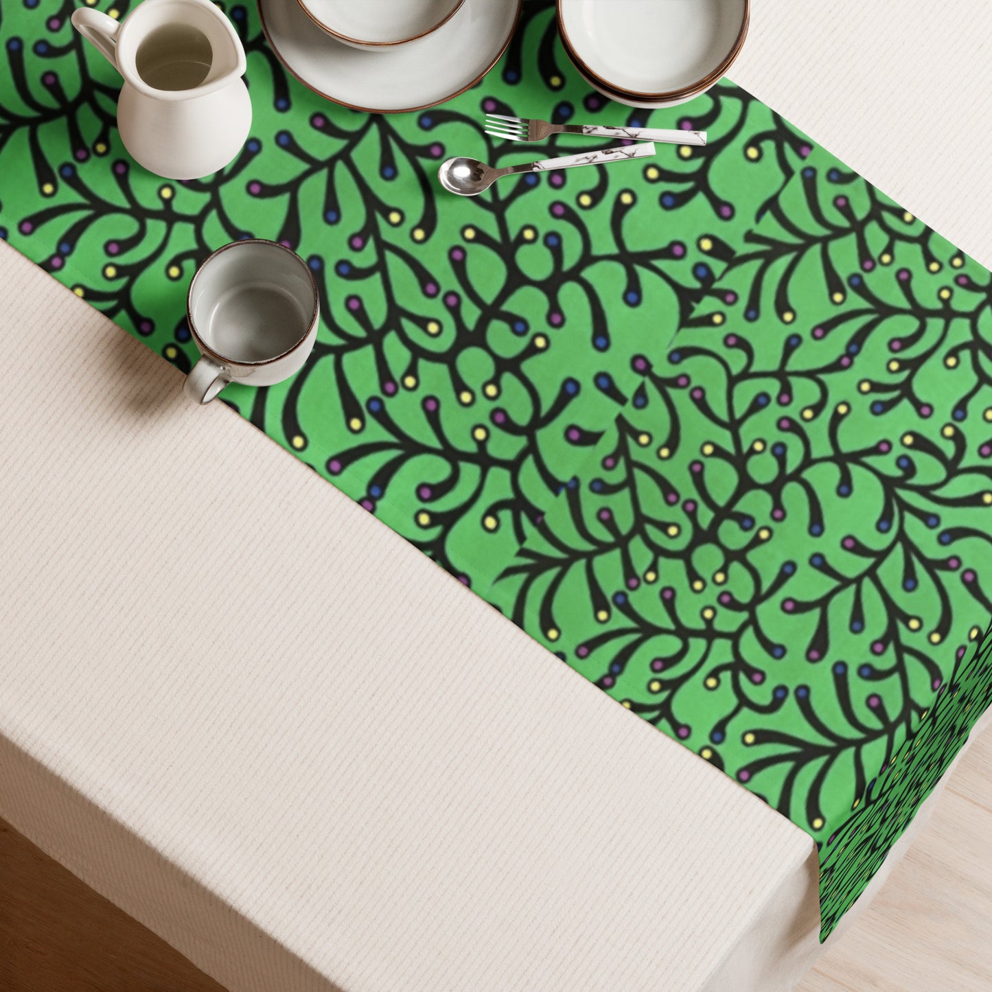 Green Polka Dot Table Runner