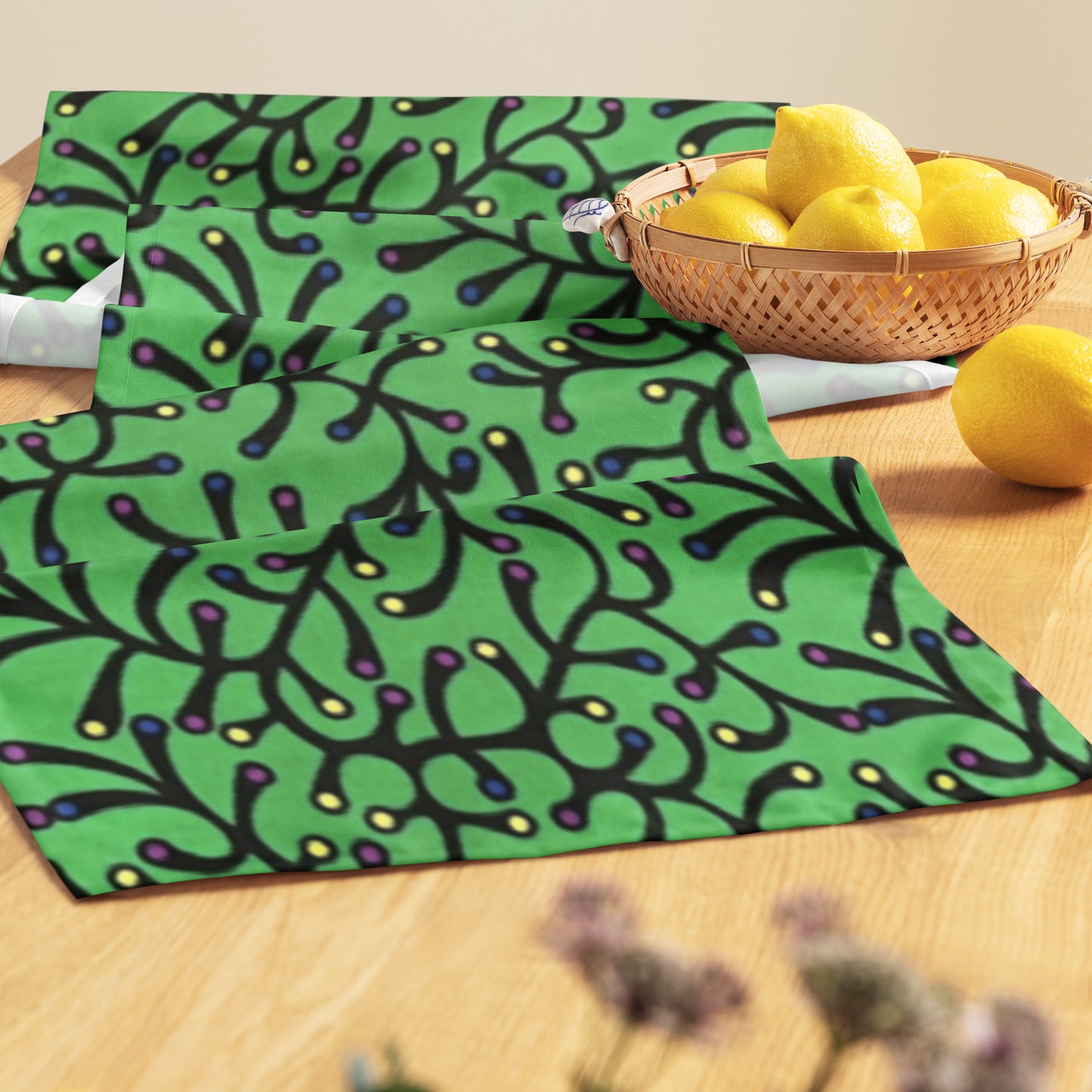 Green Polka Dot Table Runner