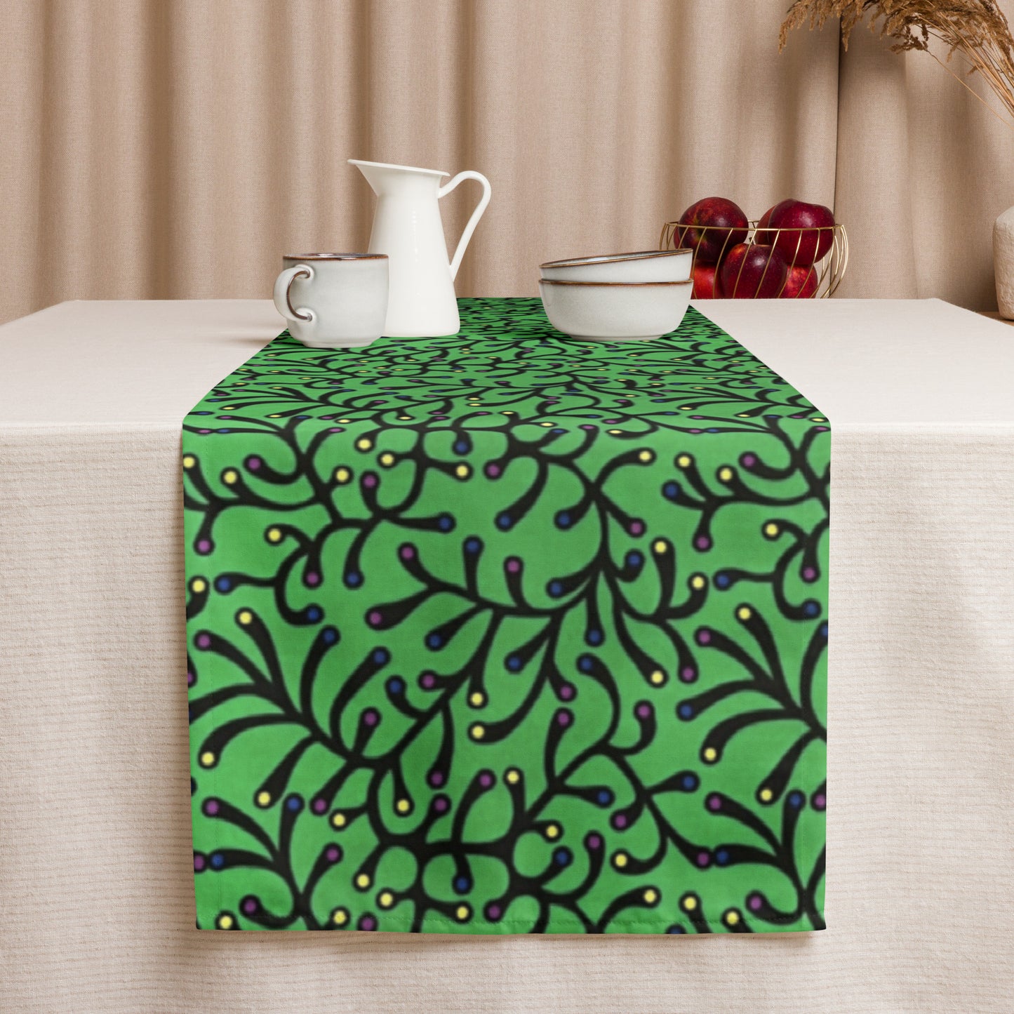 Green Polka Dot Table Runner