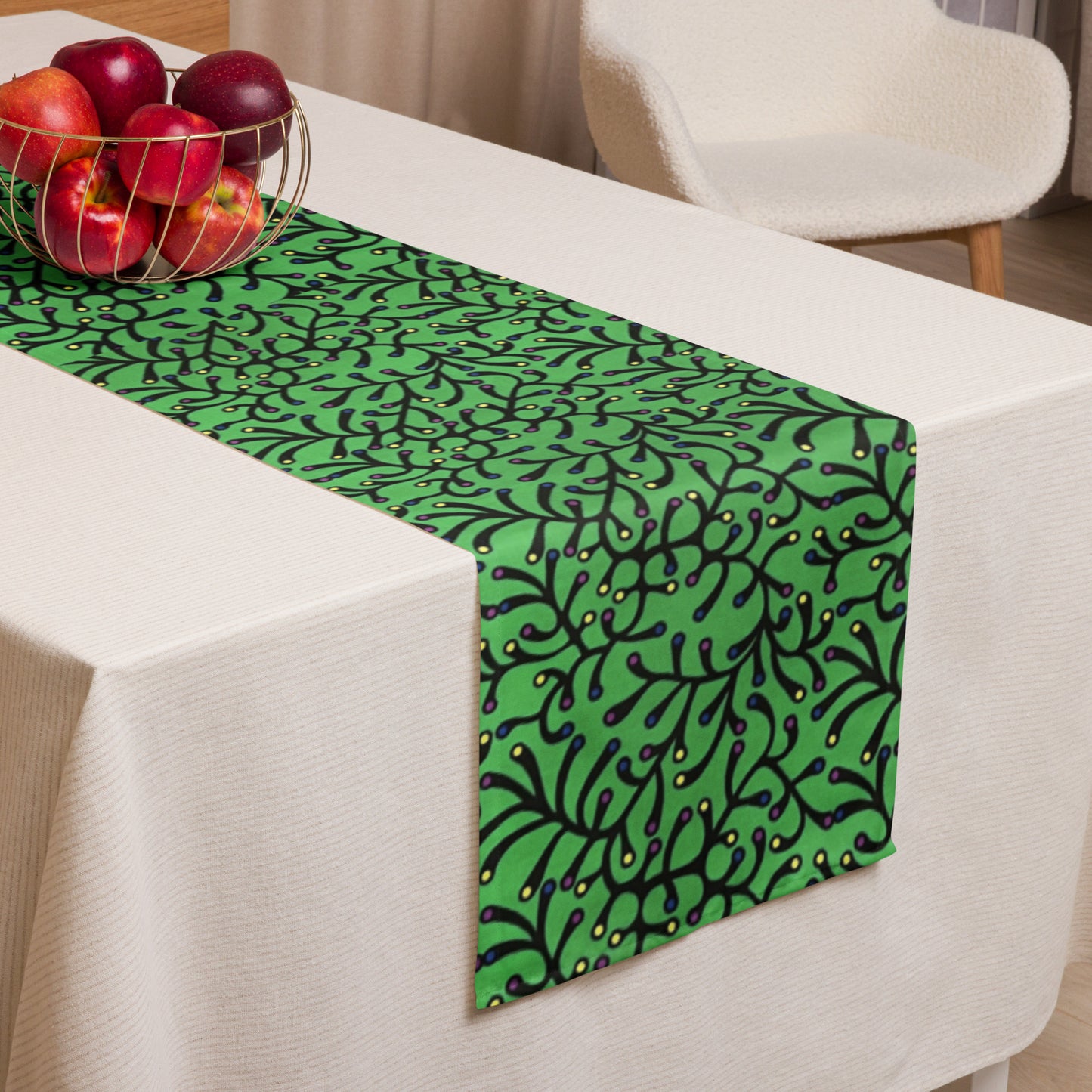 Green Polka Dot Table Runner