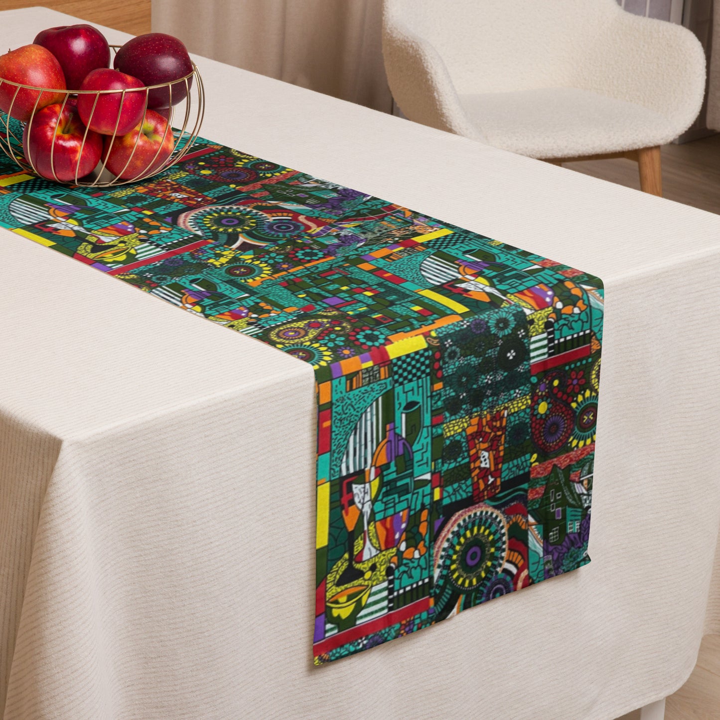 Green Artsy Table Runner