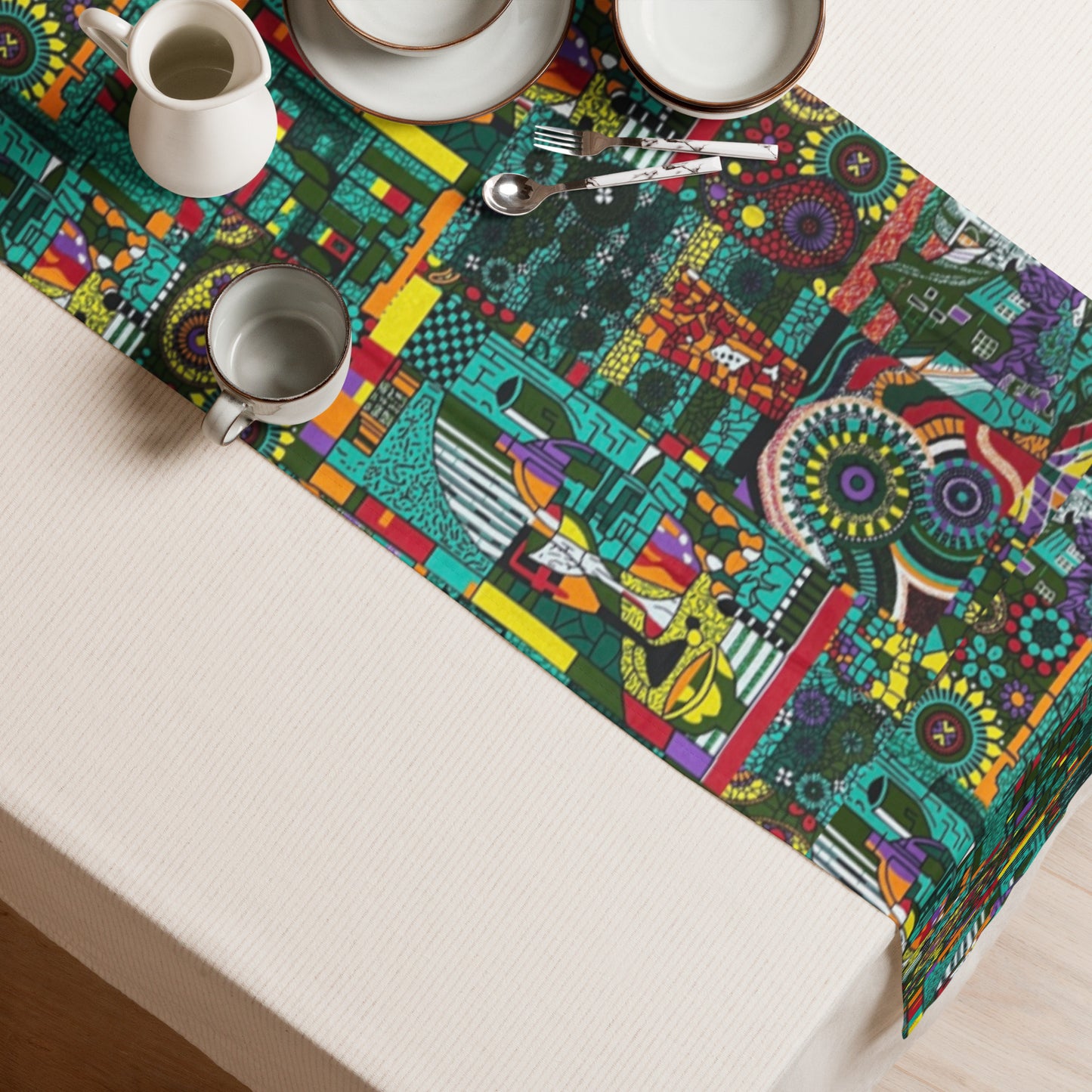 Green Artsy Table Runner