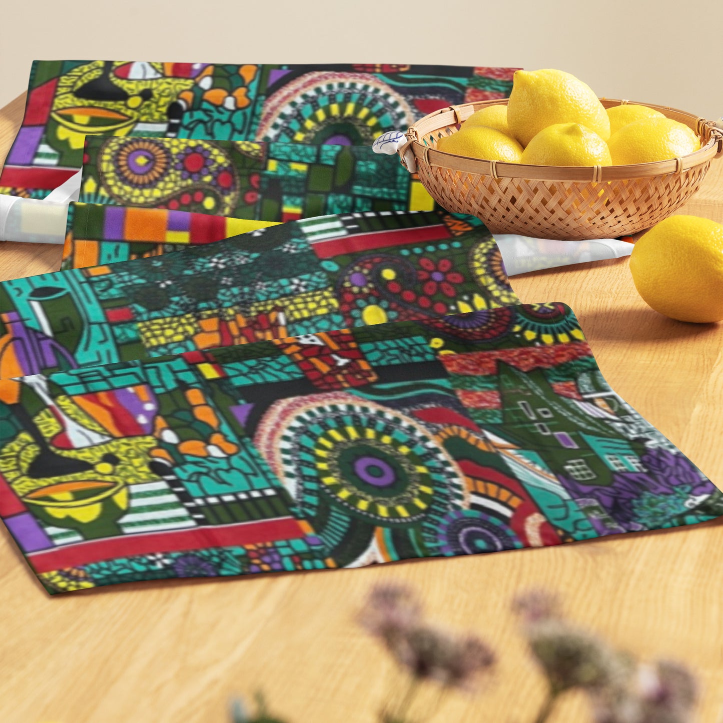 Green Artsy Table Runner