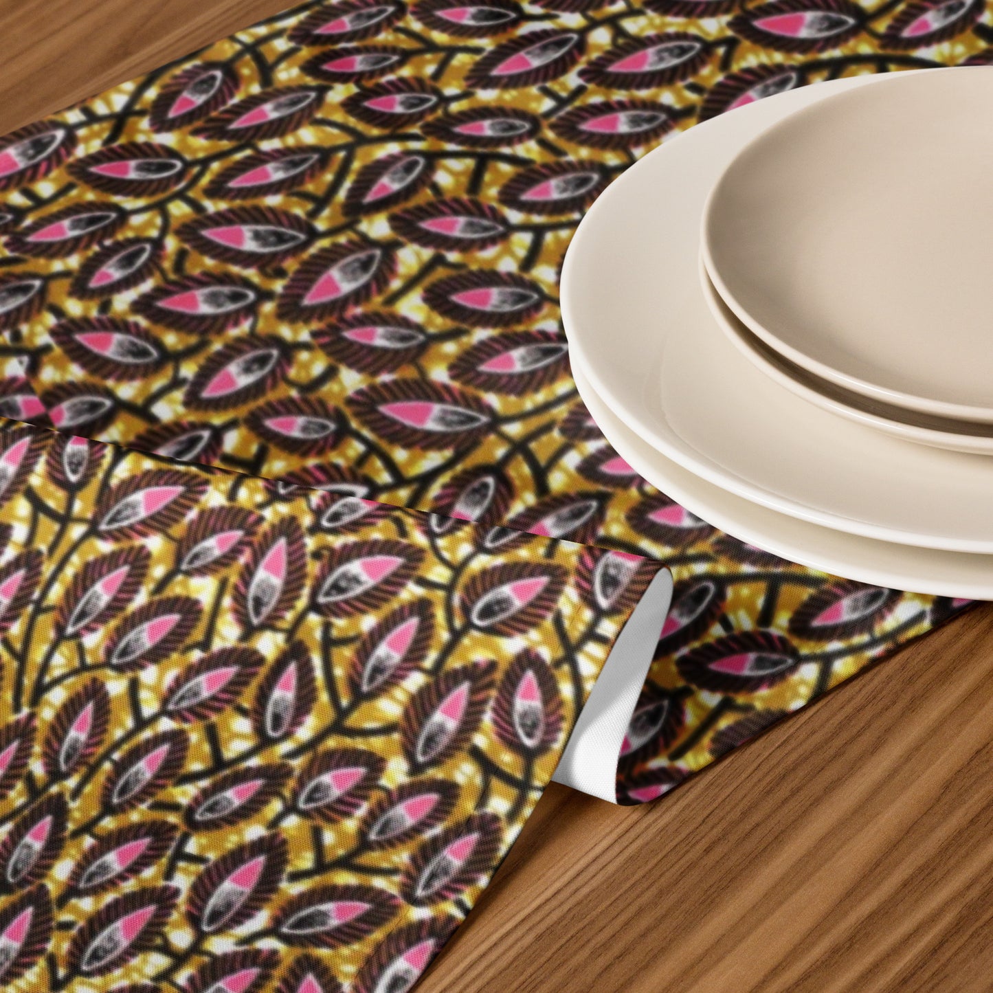 Pink Brown Table Runner