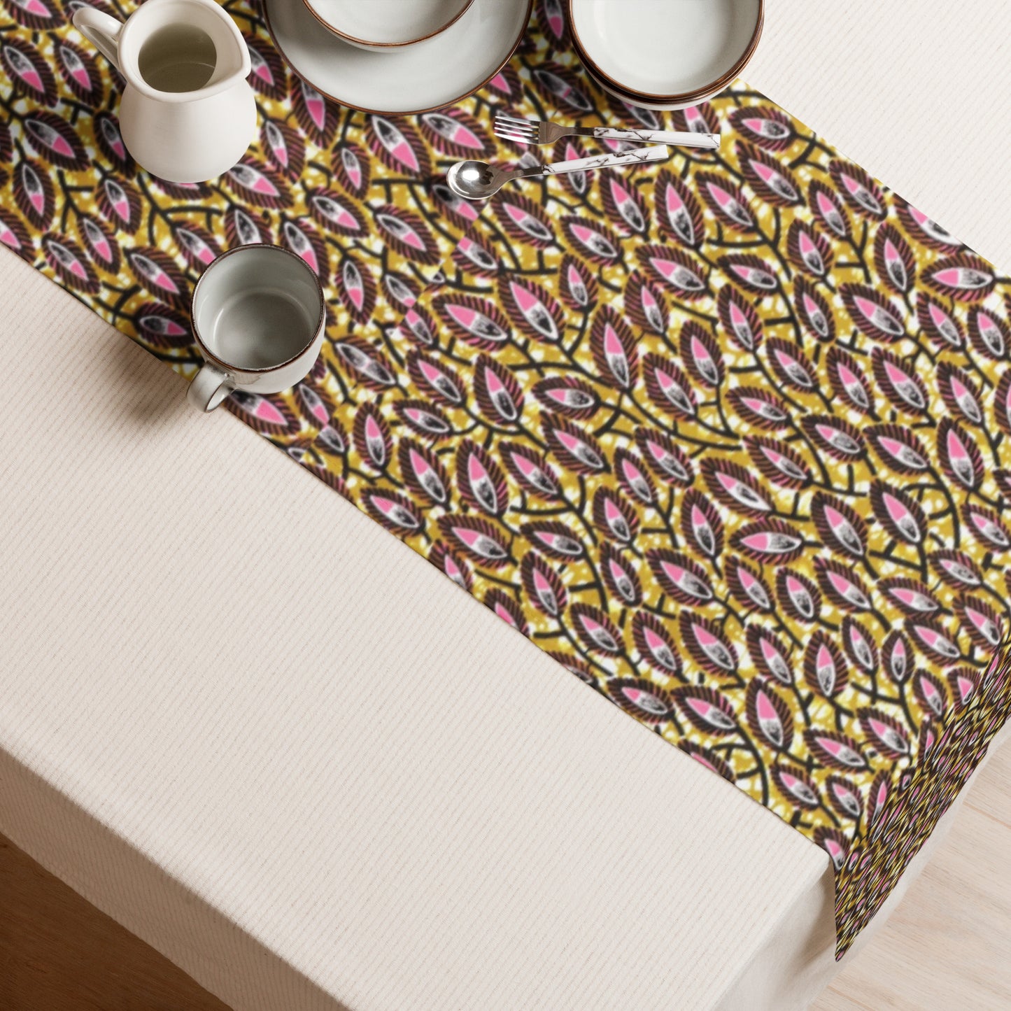 Pink Brown Table Runner