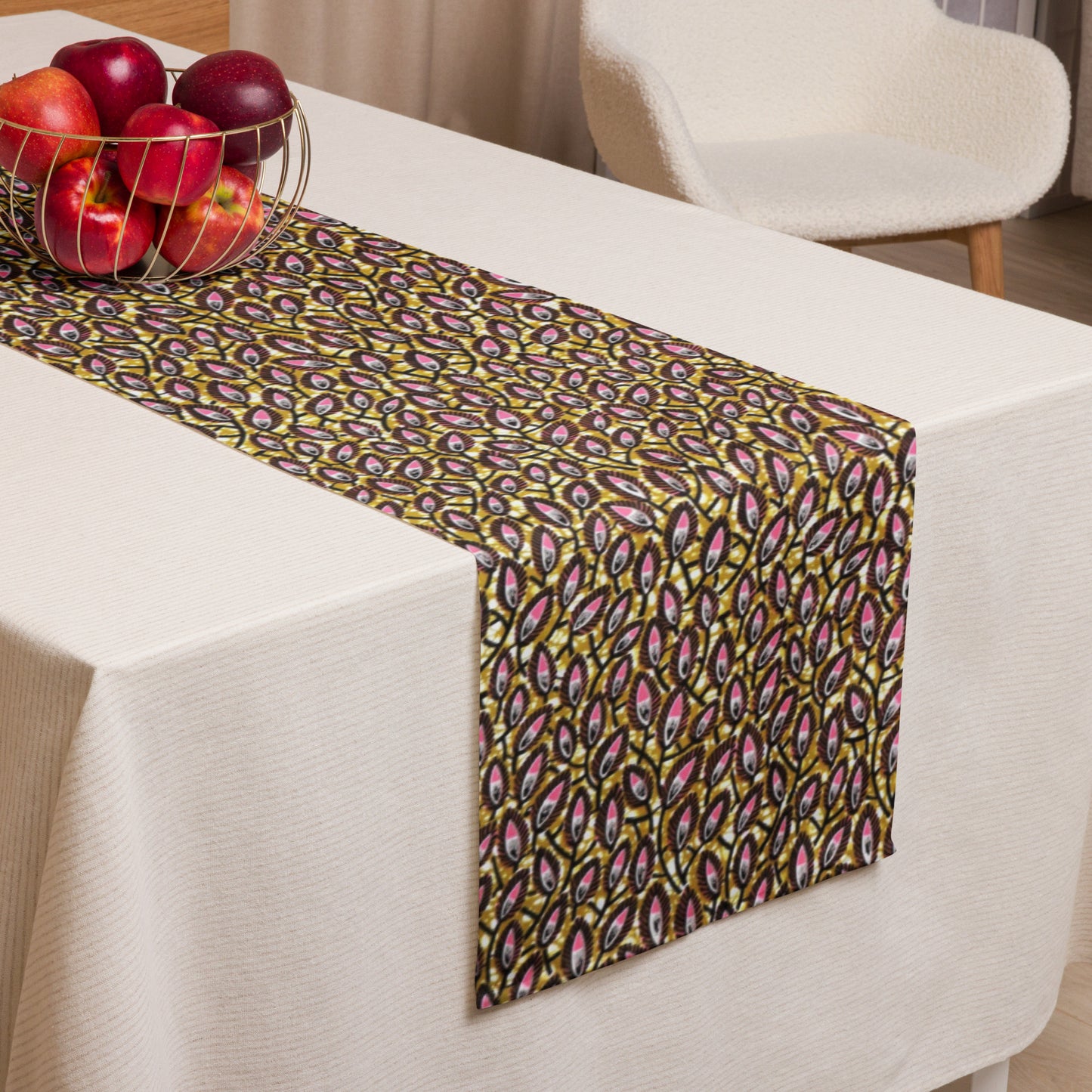 Pink Brown Table Runner