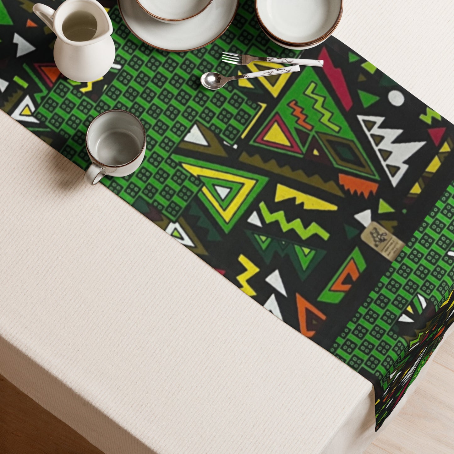 Multicolour Green Table Runner