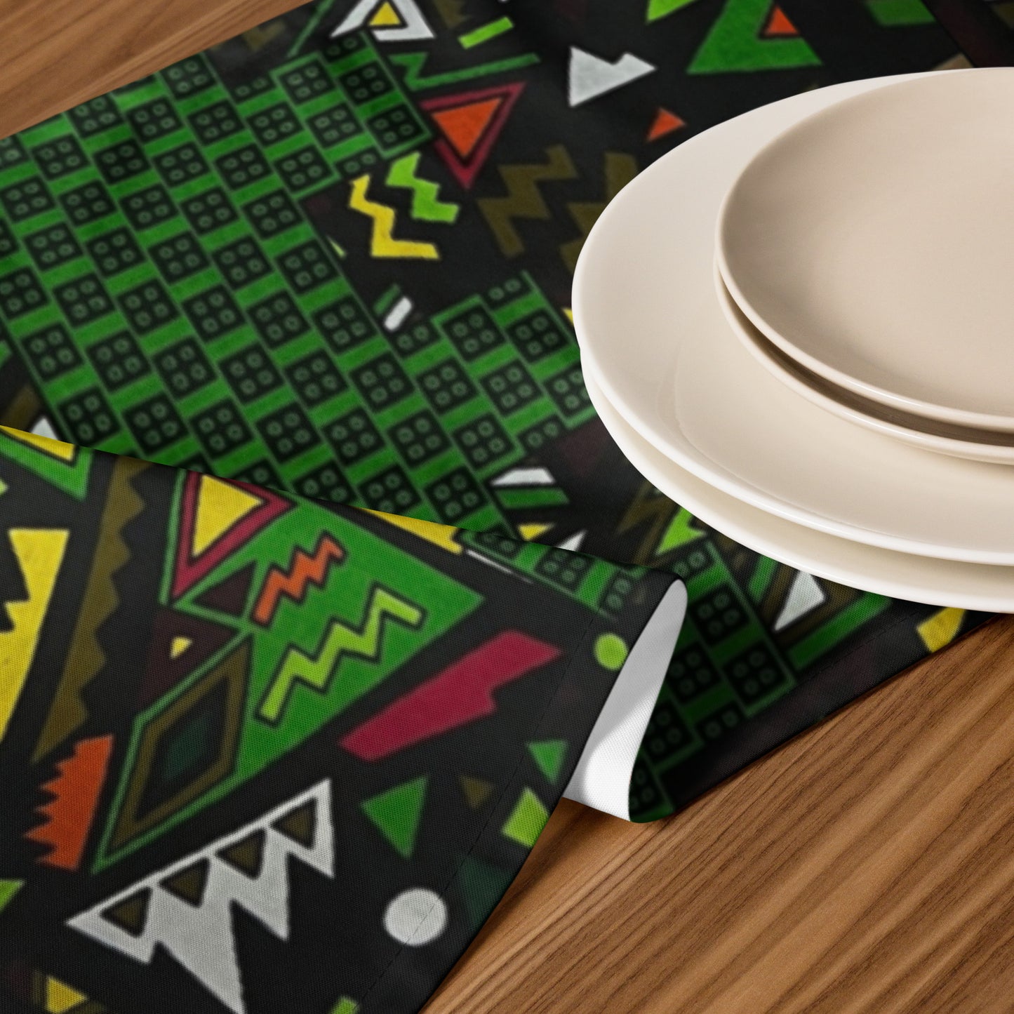 Multicolour Green Table Runner