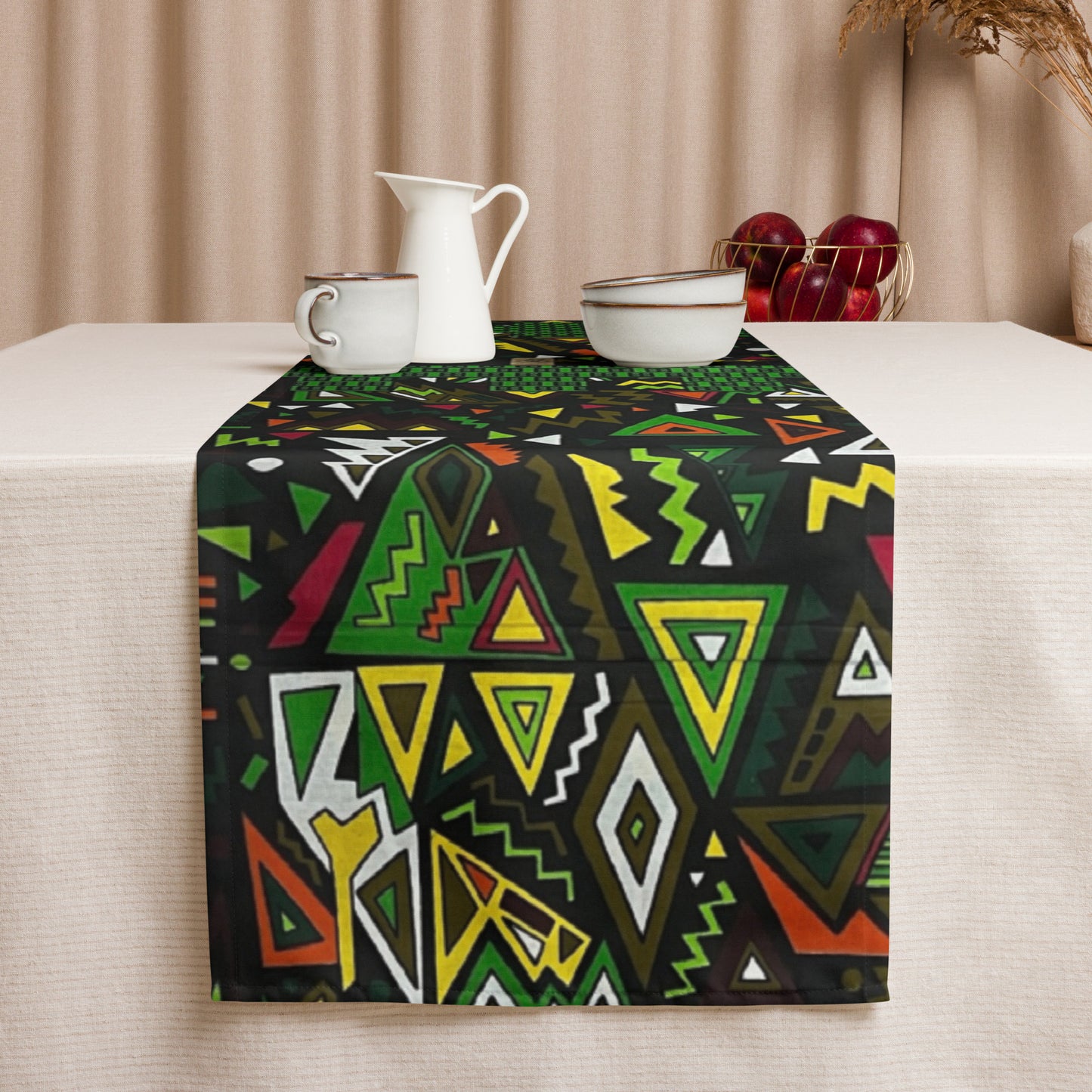 Multicolour Green Table Runner