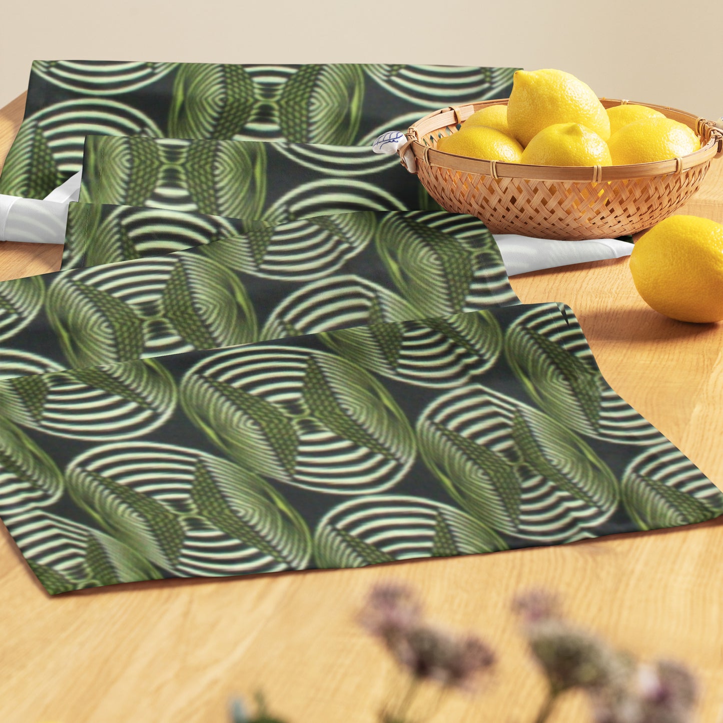 Bottle Green Abstract Table Runner