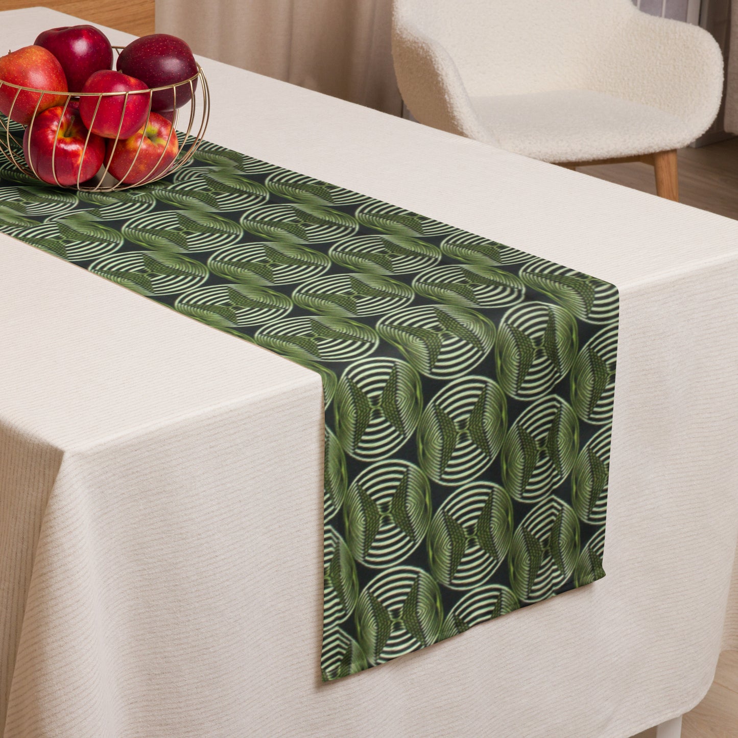 Bottle Green Abstract Table Runner