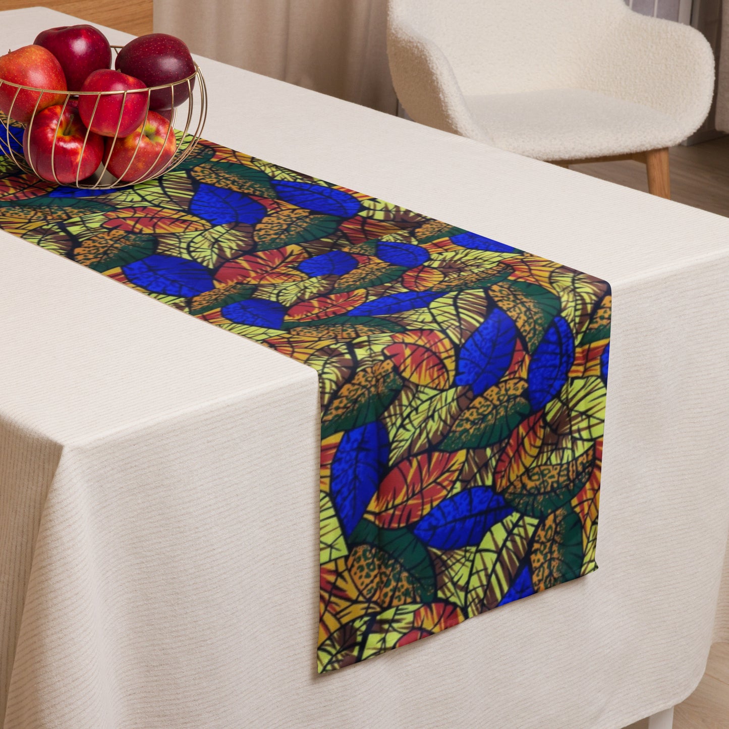 Multicolour Blue Leafy Table Runner