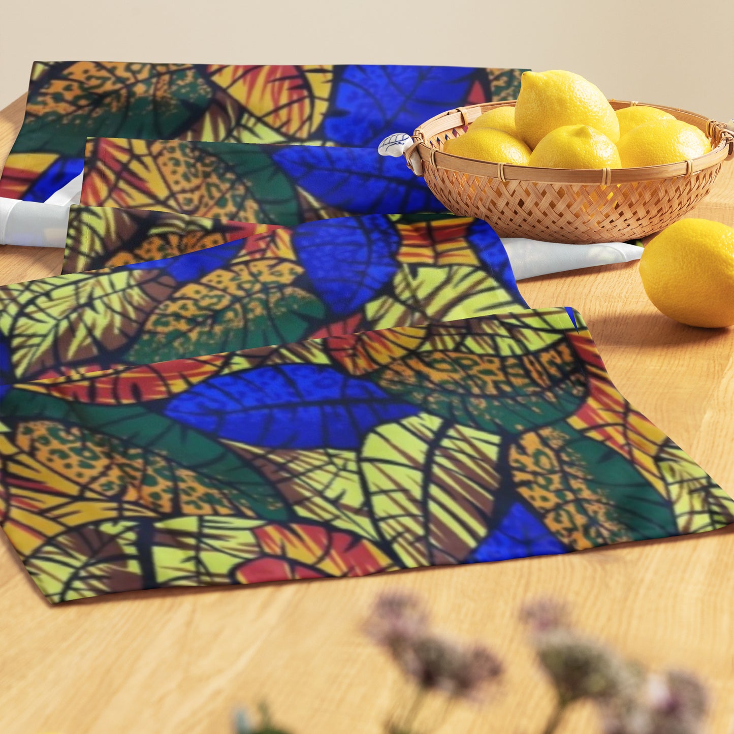 Multicolour Blue Leafy Table Runner