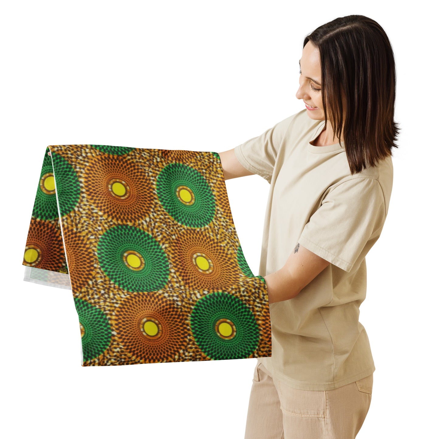 Green Peach Abstract Table Runner