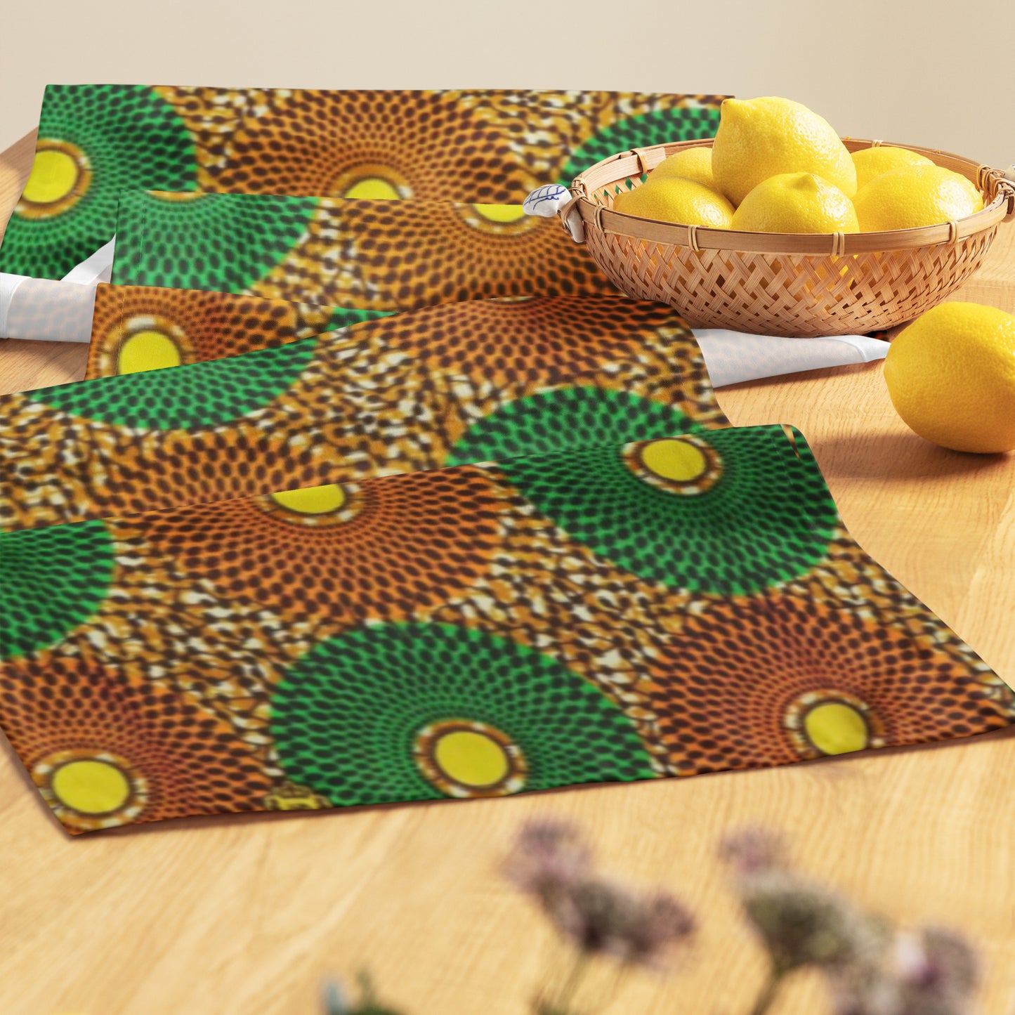 Green Peach Abstract Table Runner