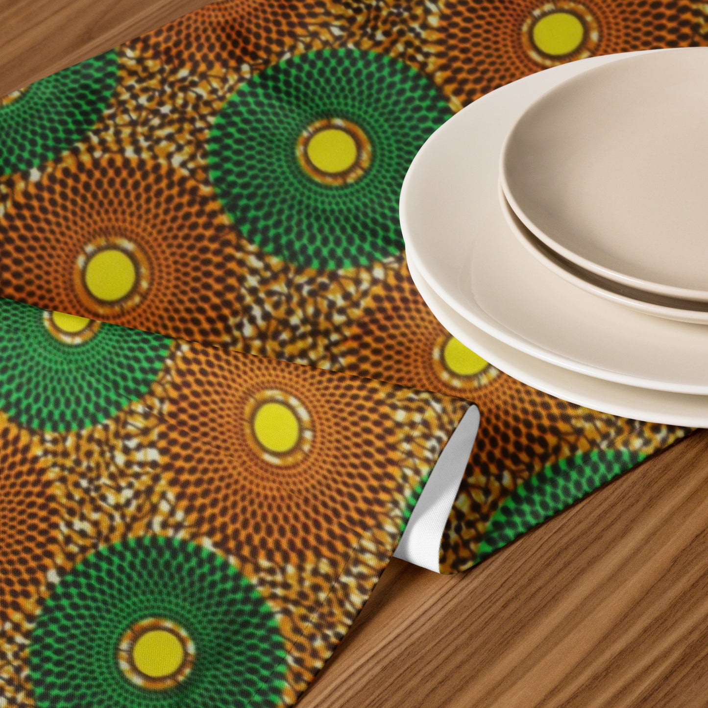 Green Peach Abstract Table Runner