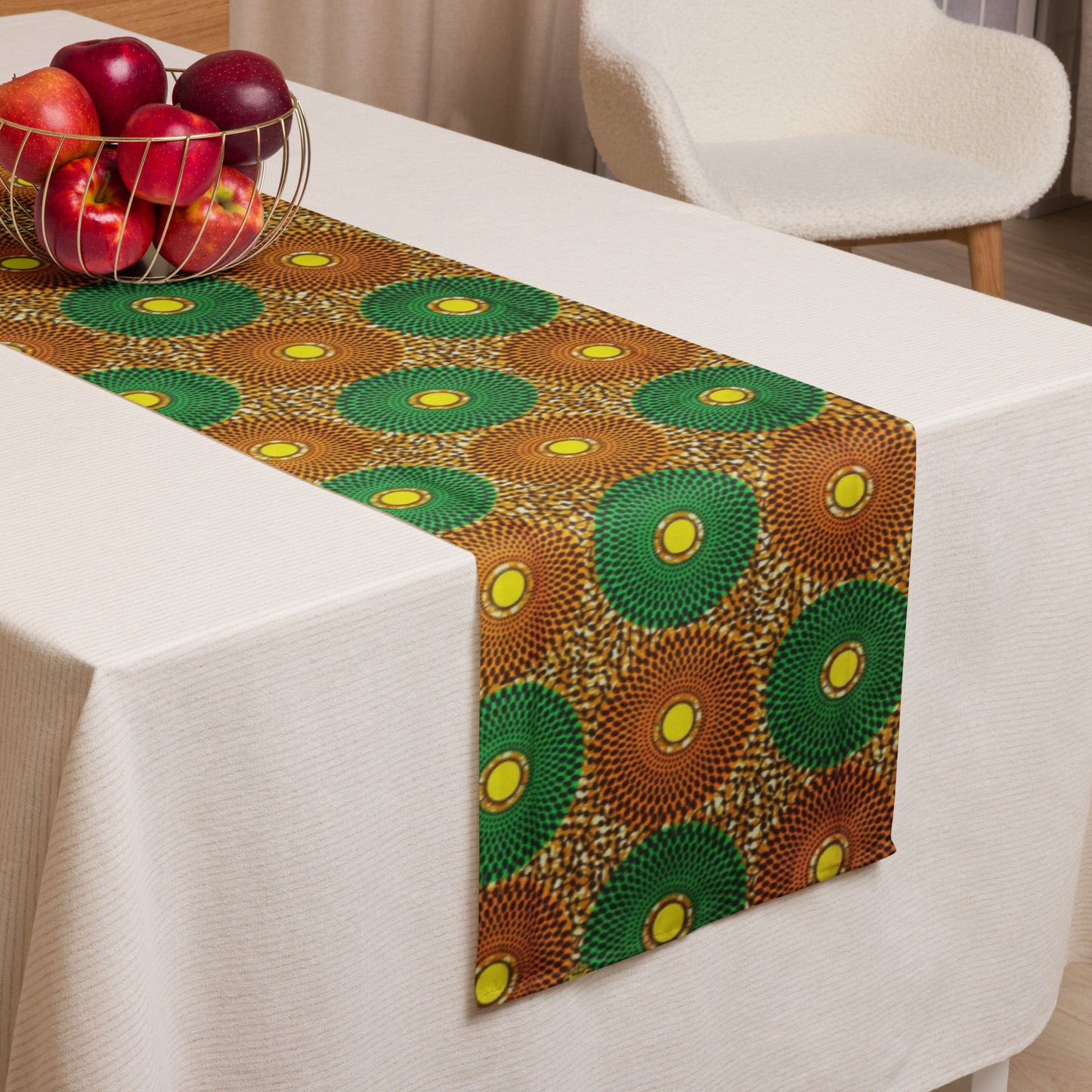 Green Peach Abstract Table Runner