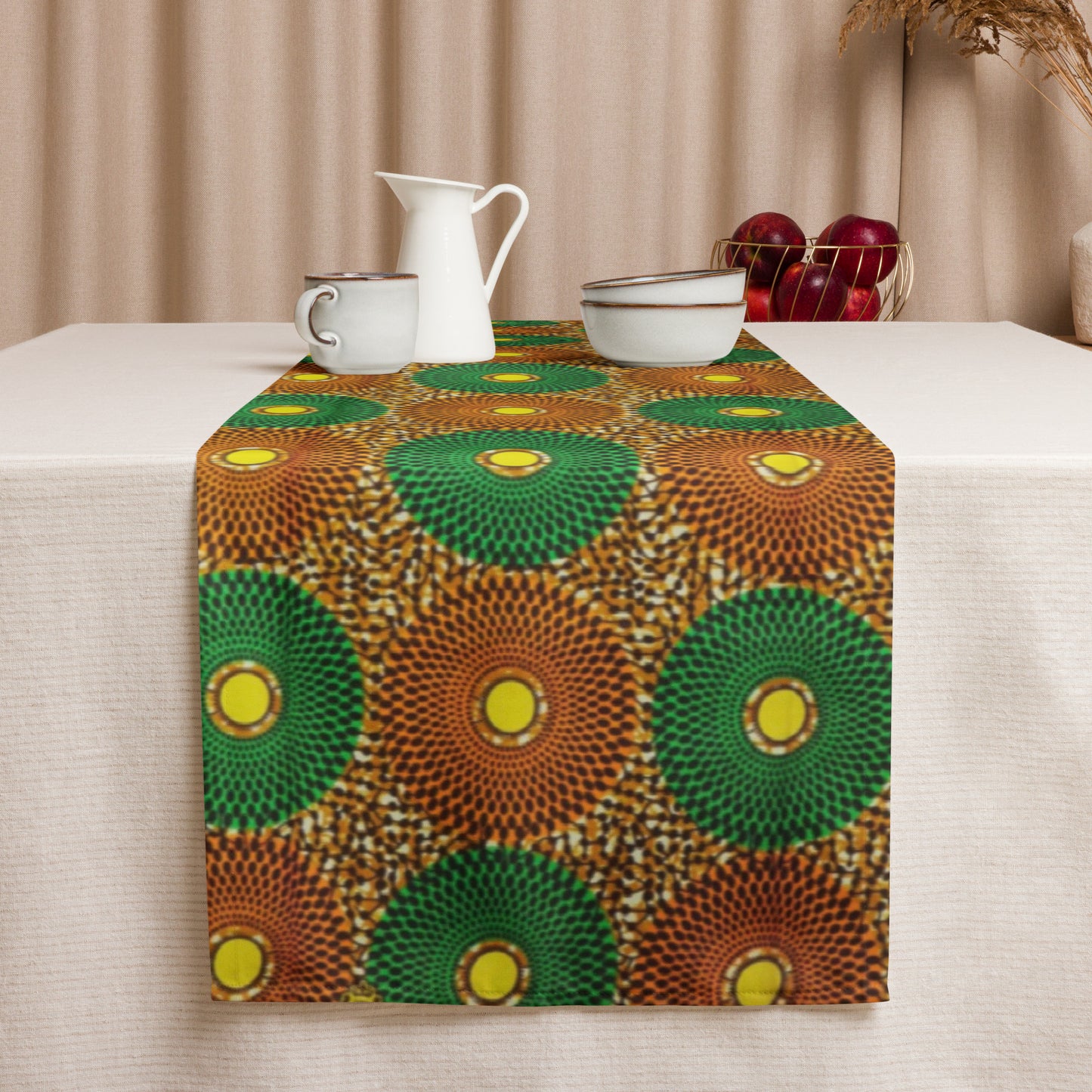 Green Peach Abstract Table Runner