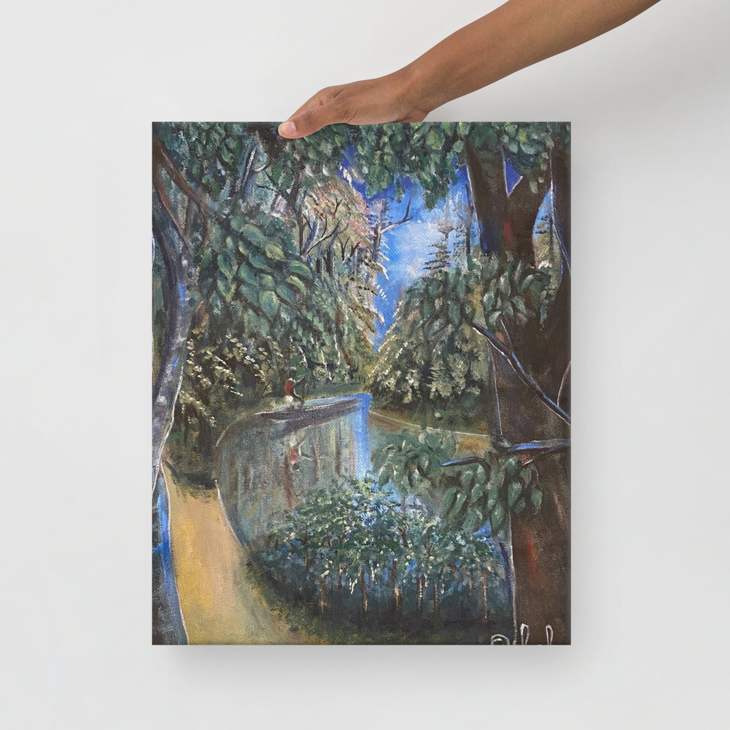 Canoeing On A Lush Tropical Forest Thin Canvas