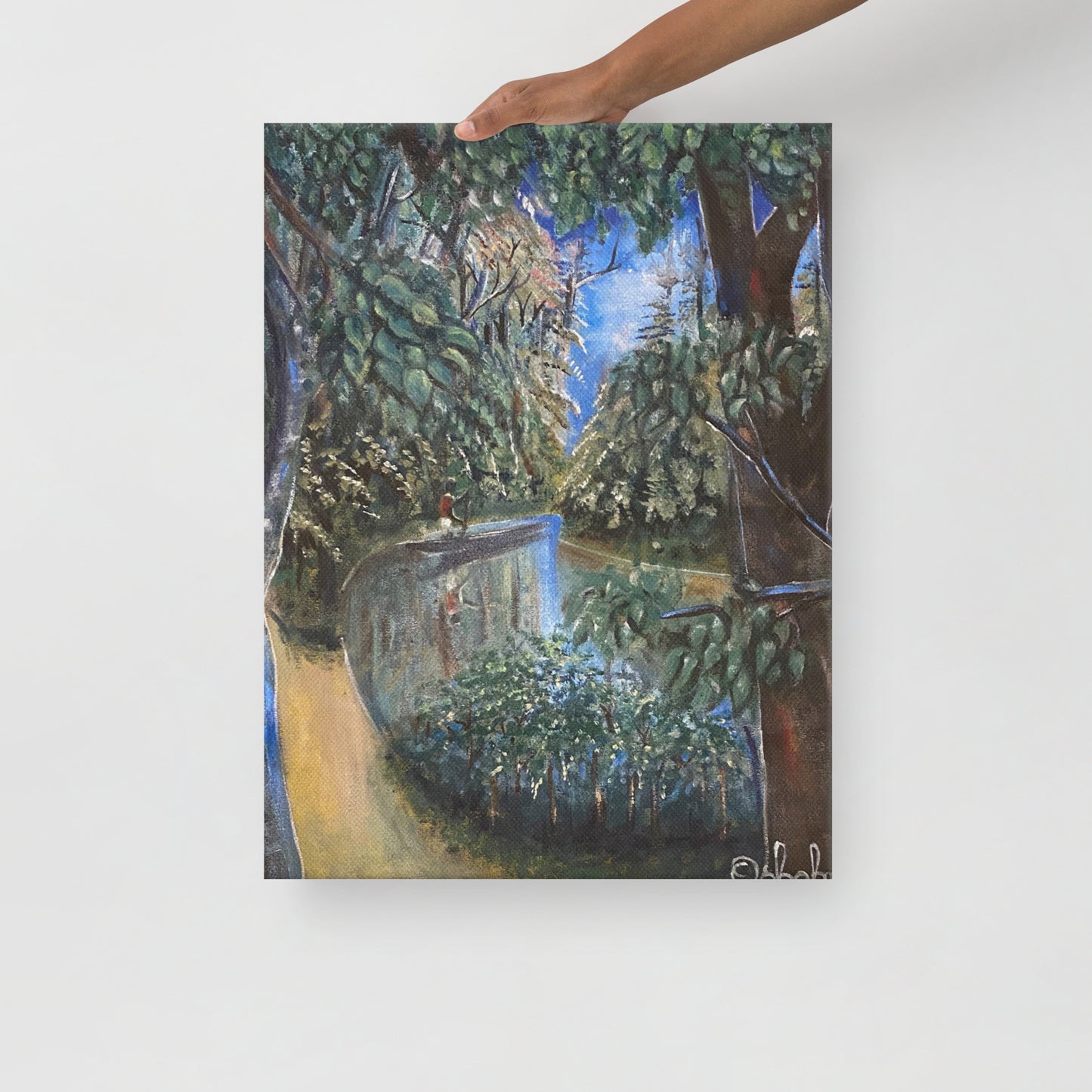 Canoeing On A Lush Tropical Forest Thin Canvas