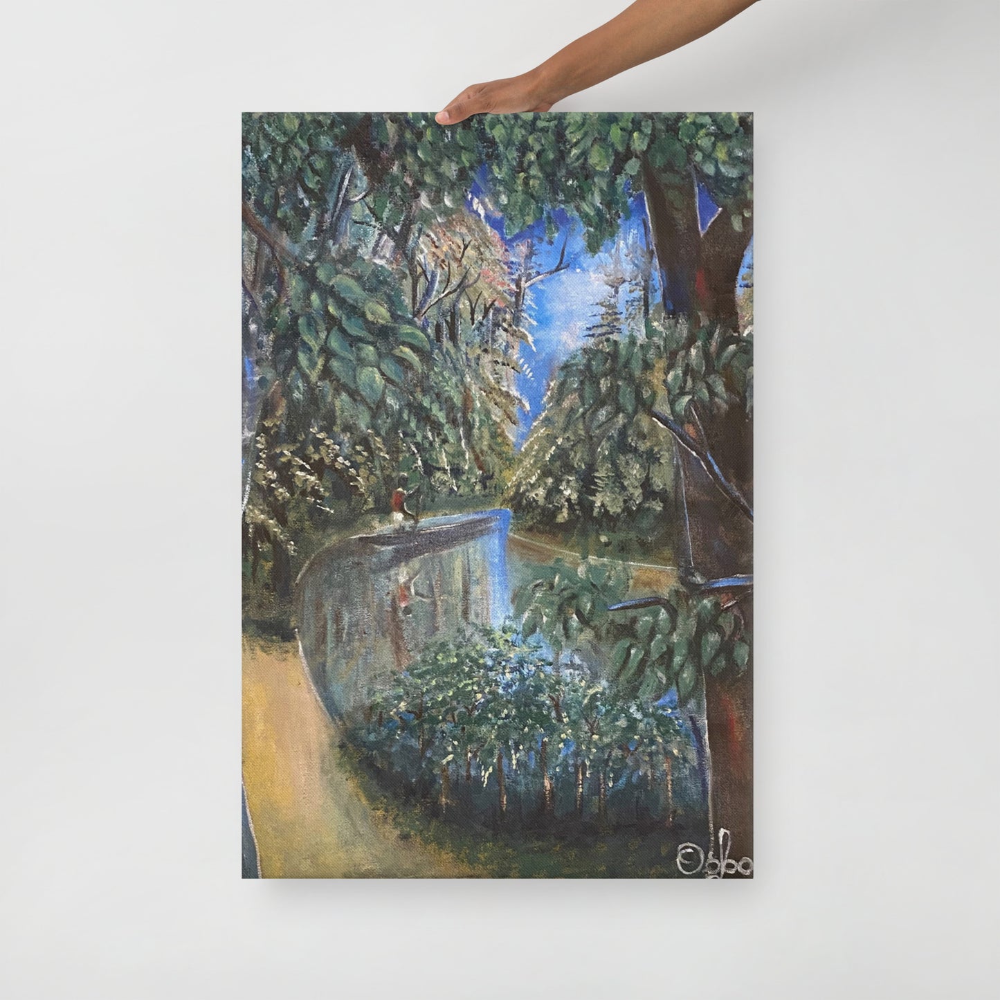 Canoeing On A Lush Tropical Forest Thin Canvas